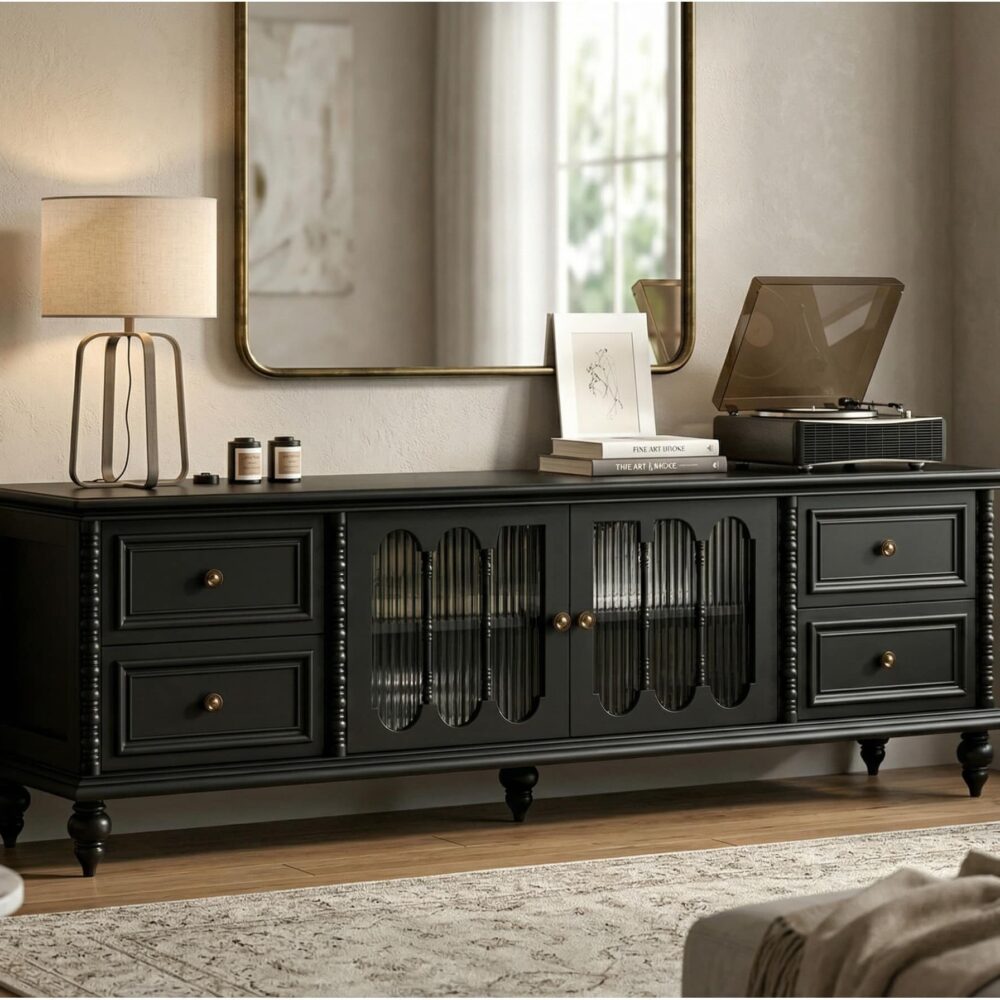 vintage-rectangle-elegant-black-tv-stand-with-cabinet-1 Vintage Rectangle Elegant Black Tv Stand With Cabinet 1