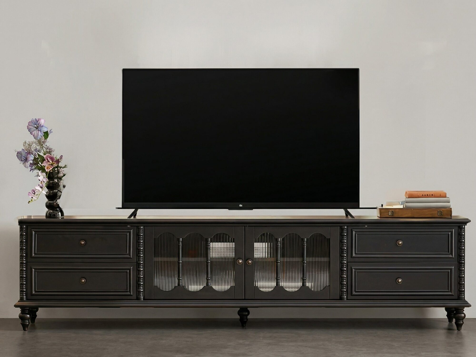 vintage-rectangle-elegant-black-tv-stand-with-cabinet-13 Vintage Rectangle Elegant Black Tv Stand With Cabinet 13