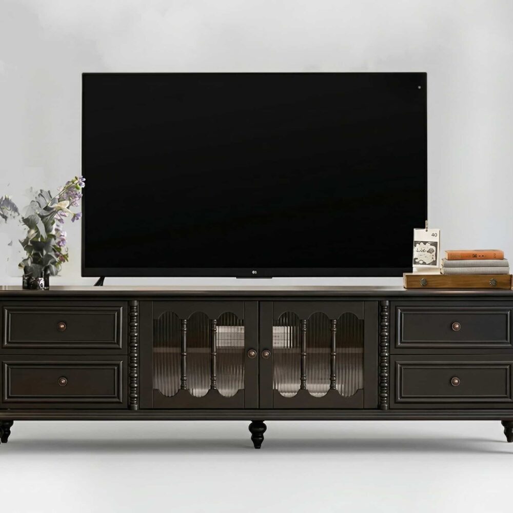 vintage-rectangle-elegant-black-tv-stand-with-cabinet-2 Vintage Rectangle Elegant Black Tv Stand With Cabinet 2