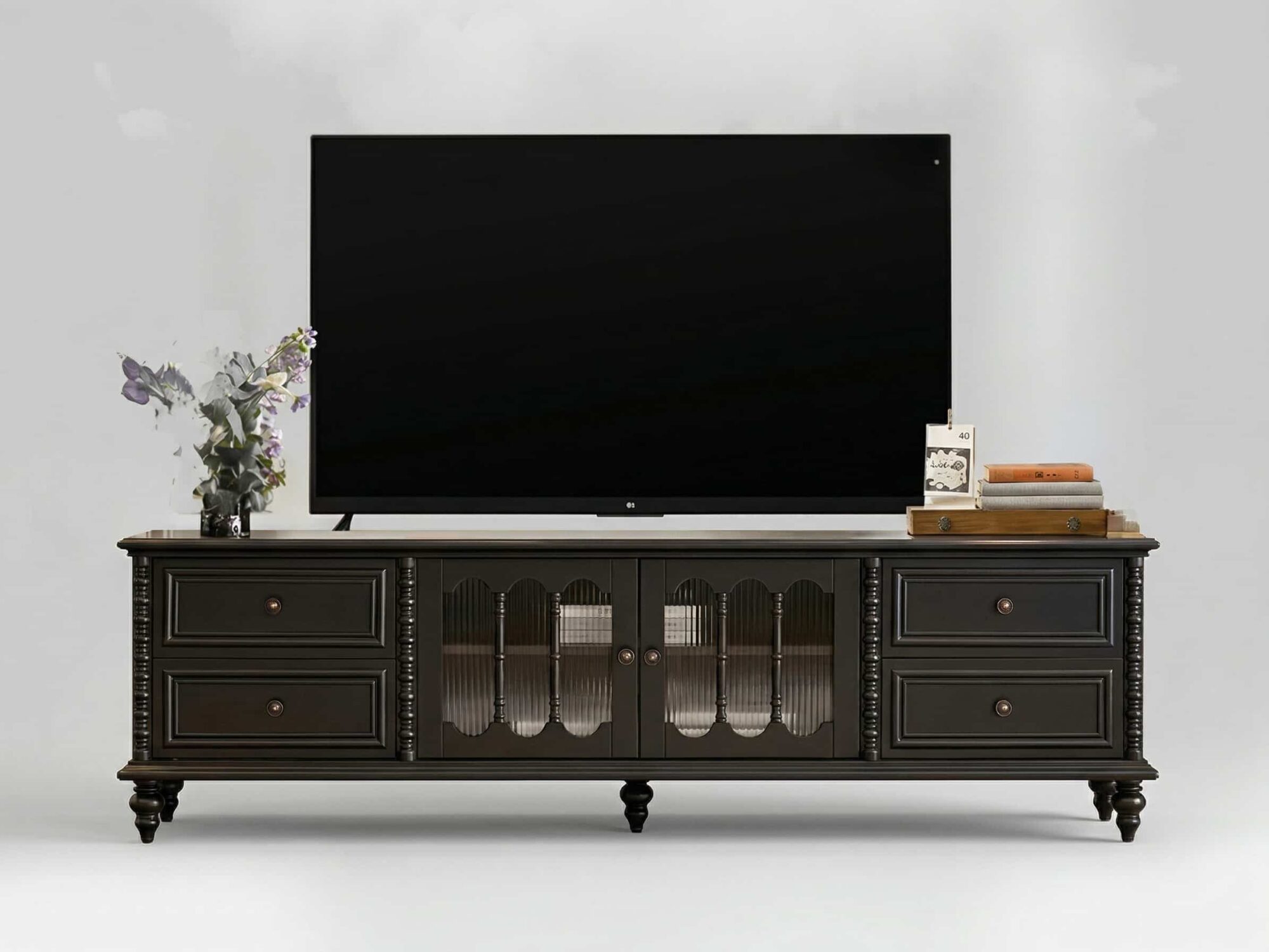 vintage-rectangle-elegant-black-tv-stand-with-cabinet-2 Vintage Rectangle Elegant Black Tv Stand With Cabinet 2