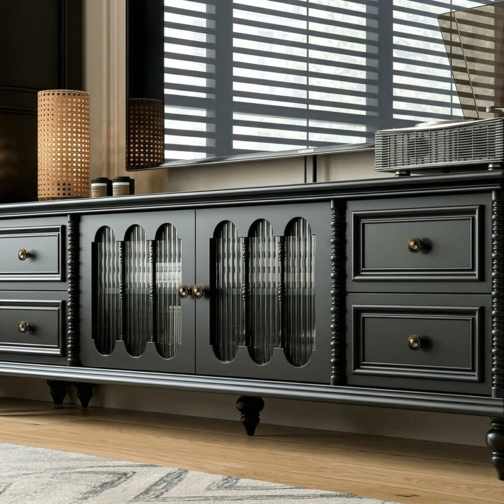 vintage-rectangle-elegant-black-tv-stand-with-cabinet-4 Vintage Rectangle Elegant Black Tv Stand With Cabinet 4