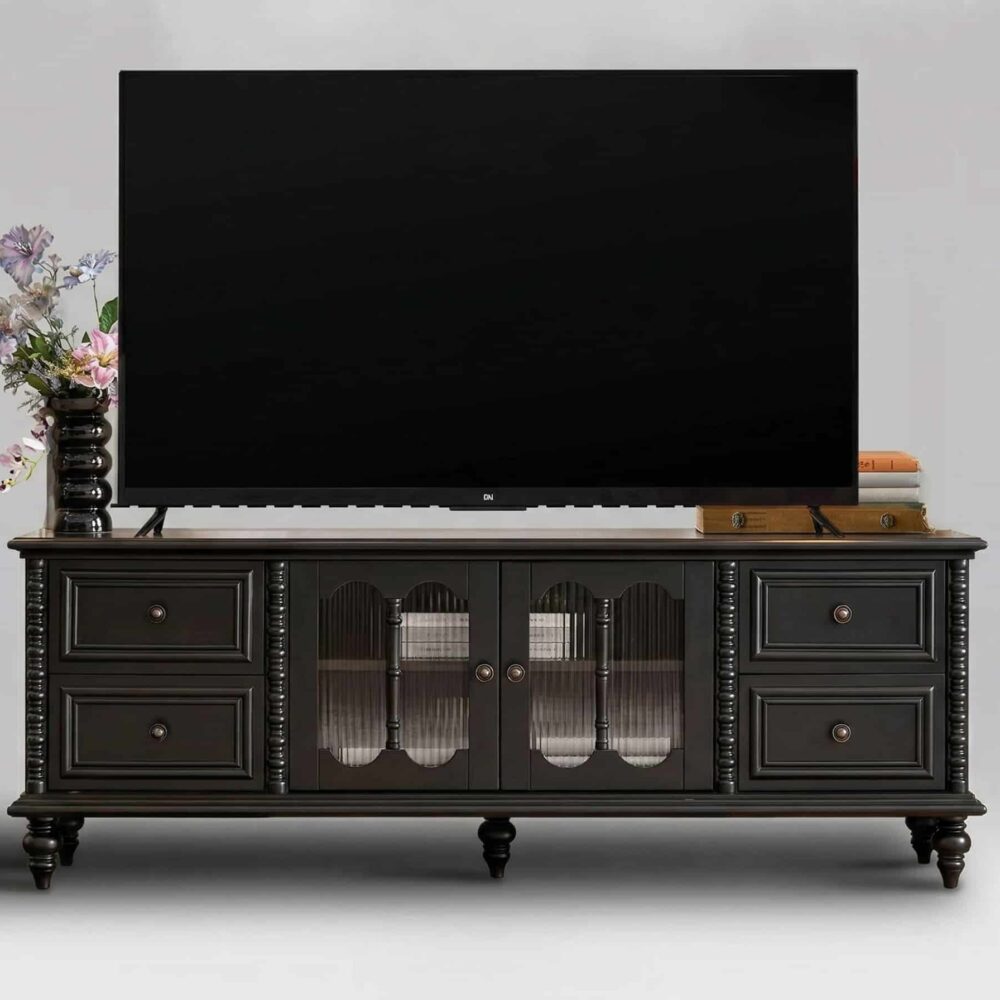 vintage-rectangle-elegant-black-tv-stand-with-cabinet-5 Vintage Rectangle Elegant Black Tv Stand With Cabinet 5