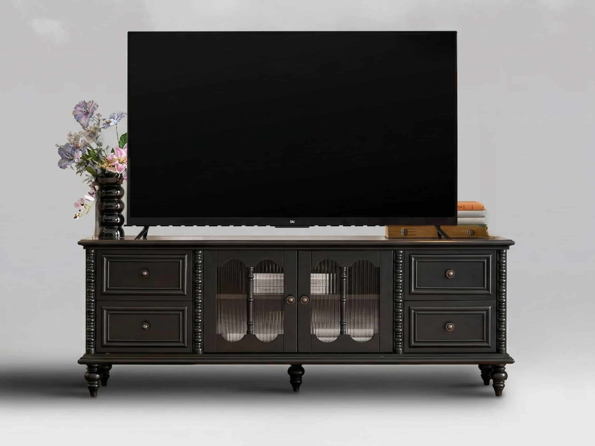 vintage-rectangle-elegant-black-tv-stand-with-cabinet-5 Vintage Rectangle Elegant Black Tv Stand With Cabinet 5