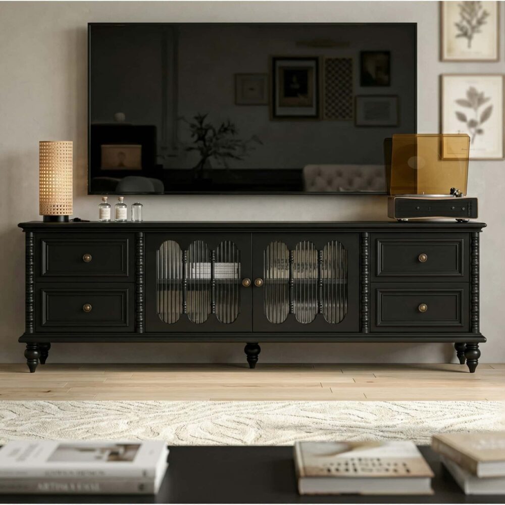 vintage-rectangle-elegant-black-tv-stand-with-cabinet-6 Vintage Rectangle Elegant Black Tv Stand With Cabinet 6