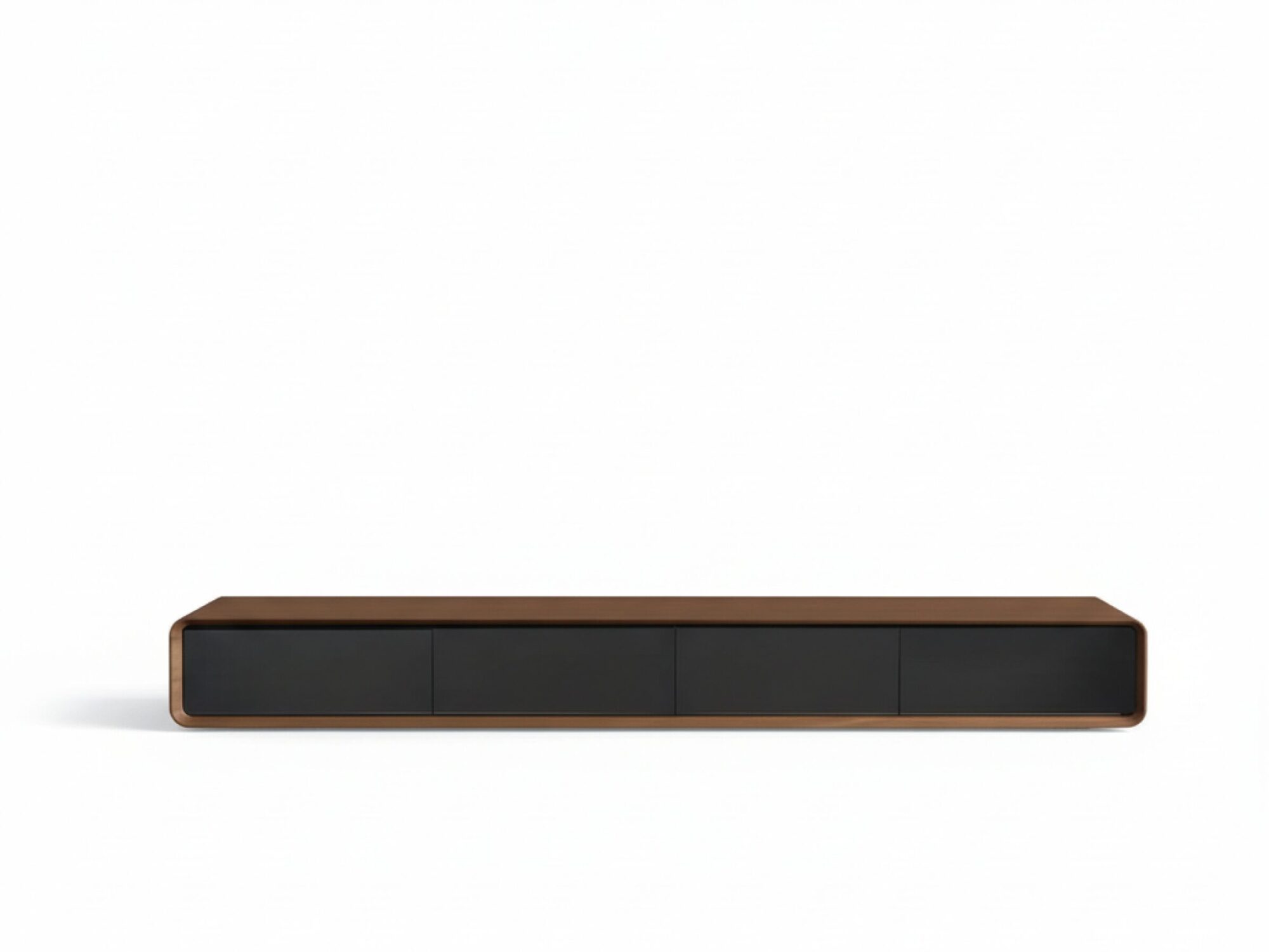 walnut-black-wooden-drawers-floating-mount-tv-stand-2 Walnut Black Wooden Drawers Floating Mount Tv Stand 2