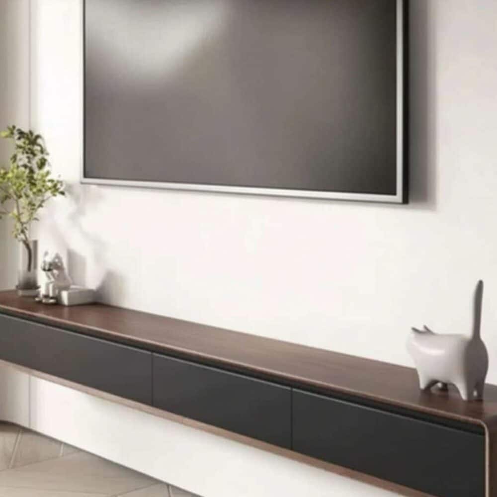 walnut-black-wooden-drawers-floating-mount-tv-stand-6 Walnut Black Wooden Drawers Floating Mount Tv Stand 6