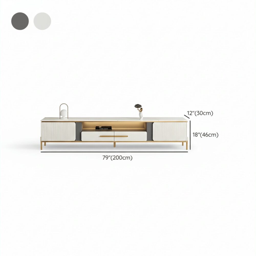 white-glass-open-storage-drawers-tv-stand-with-legs-16 White Glass Open Storage Drawers Tv Stand With Legs 16