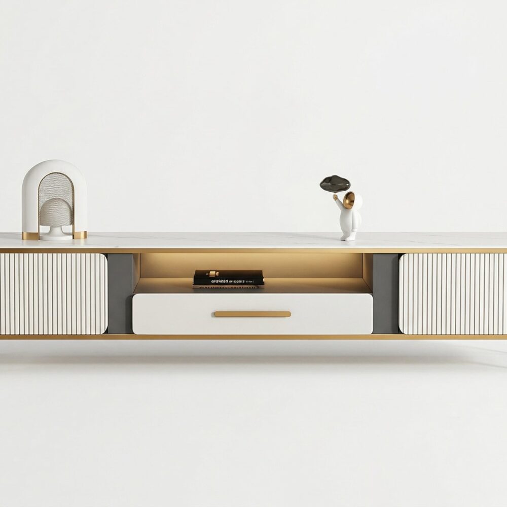 white-glass-open-storage-drawers-tv-stand-with-legs-9 White Glass Open Storage Drawers Tv Stand With Legs 9