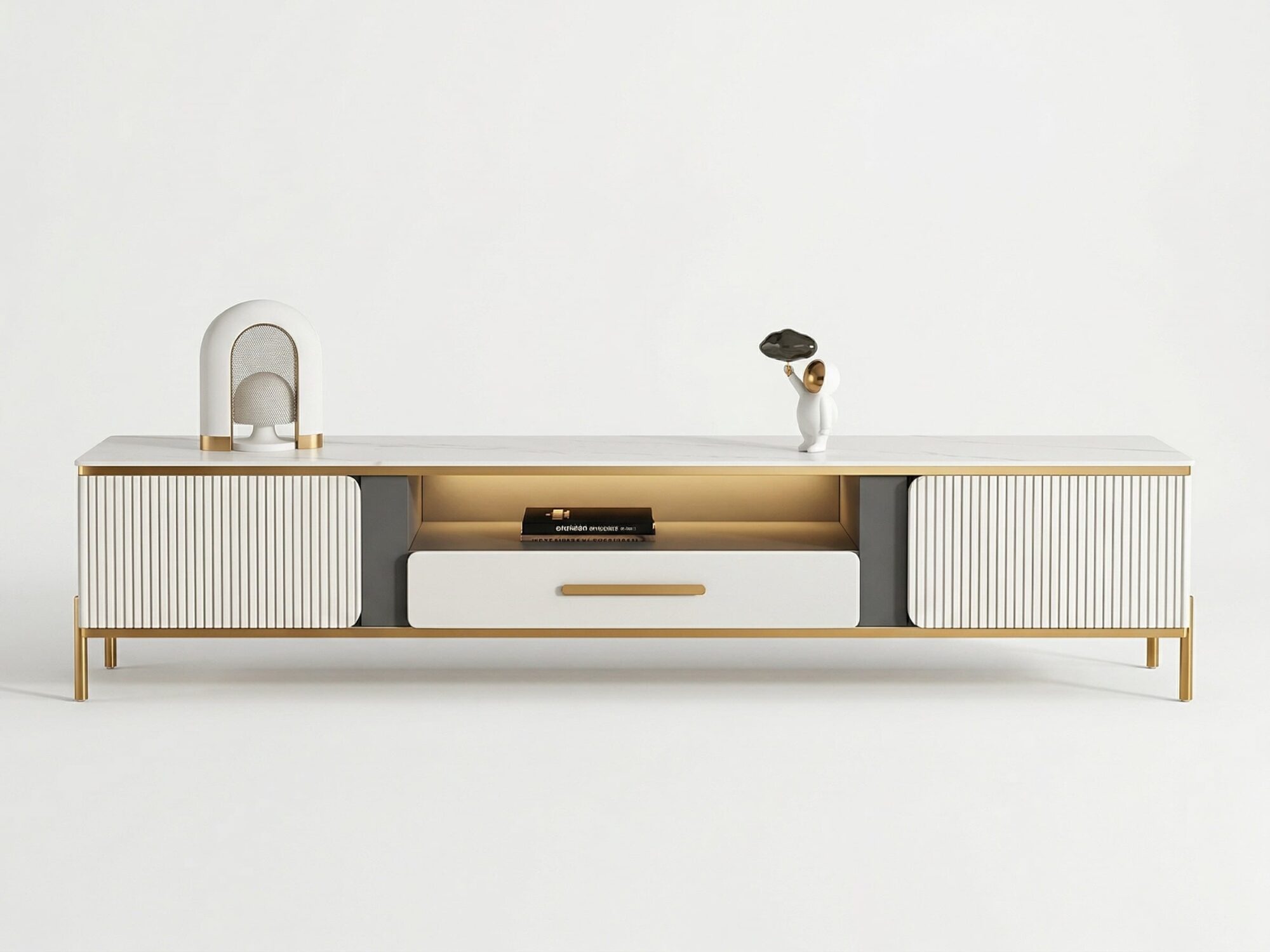 white-glass-open-storage-drawers-tv-stand-with-legs-9 White Glass Open Storage Drawers Tv Stand With Legs 9