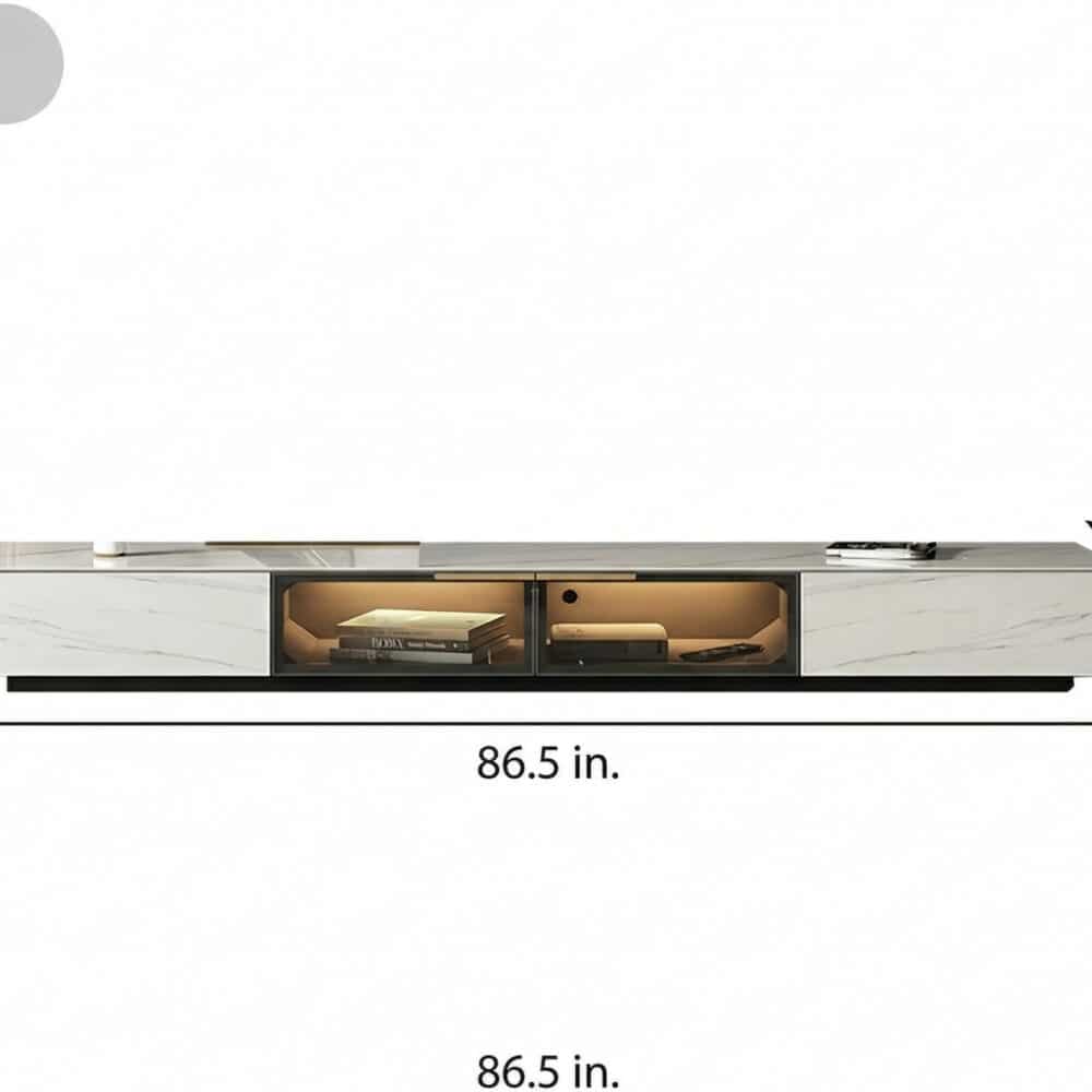 White Stone Drawers Cabinet TV Stand with Lighting - dimensions - 相册图 #15 2 White Stone Drawers Cabinet TV Stand with Lighting 相册图 #15 dimensions