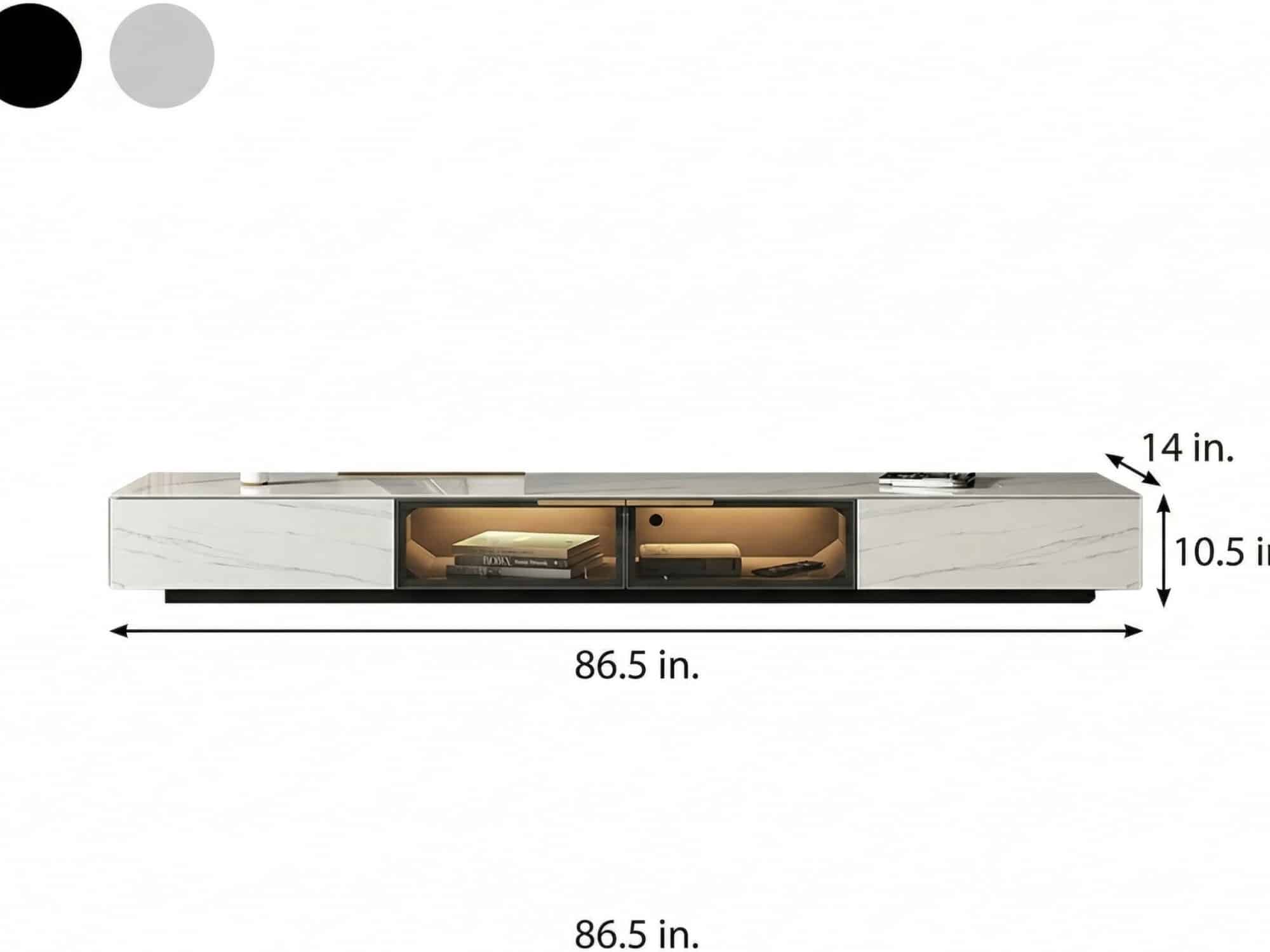 White Stone Drawers Cabinet TV Stand with Lighting - dimensions - 相册图 #15 2 White Stone Drawers Cabinet TV Stand with Lighting 相册图 #15 dimensions