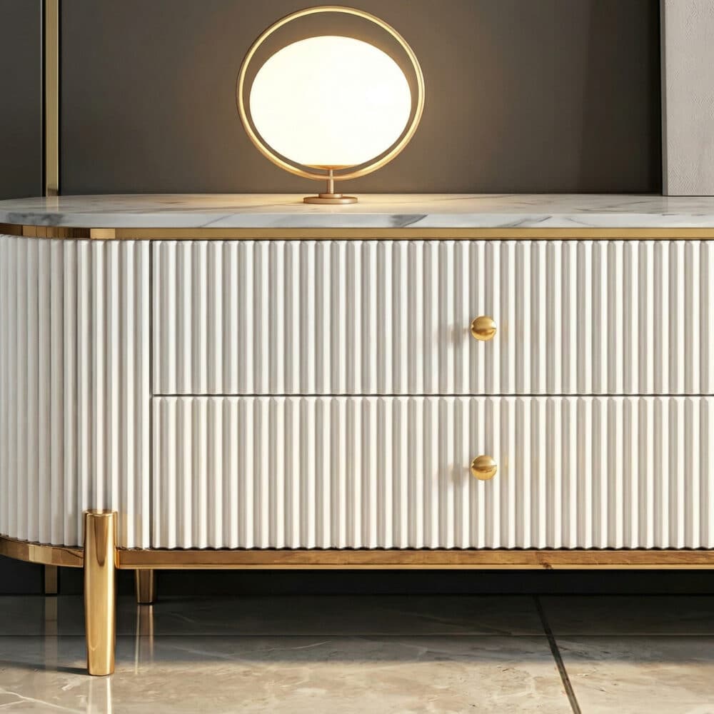 White Stone Drawers Shelves Long TV Stand with Legs - resized - 相册图 #5 White Stone Drawers Shelves Long TV Stand with Legs 相册图 #5 resized