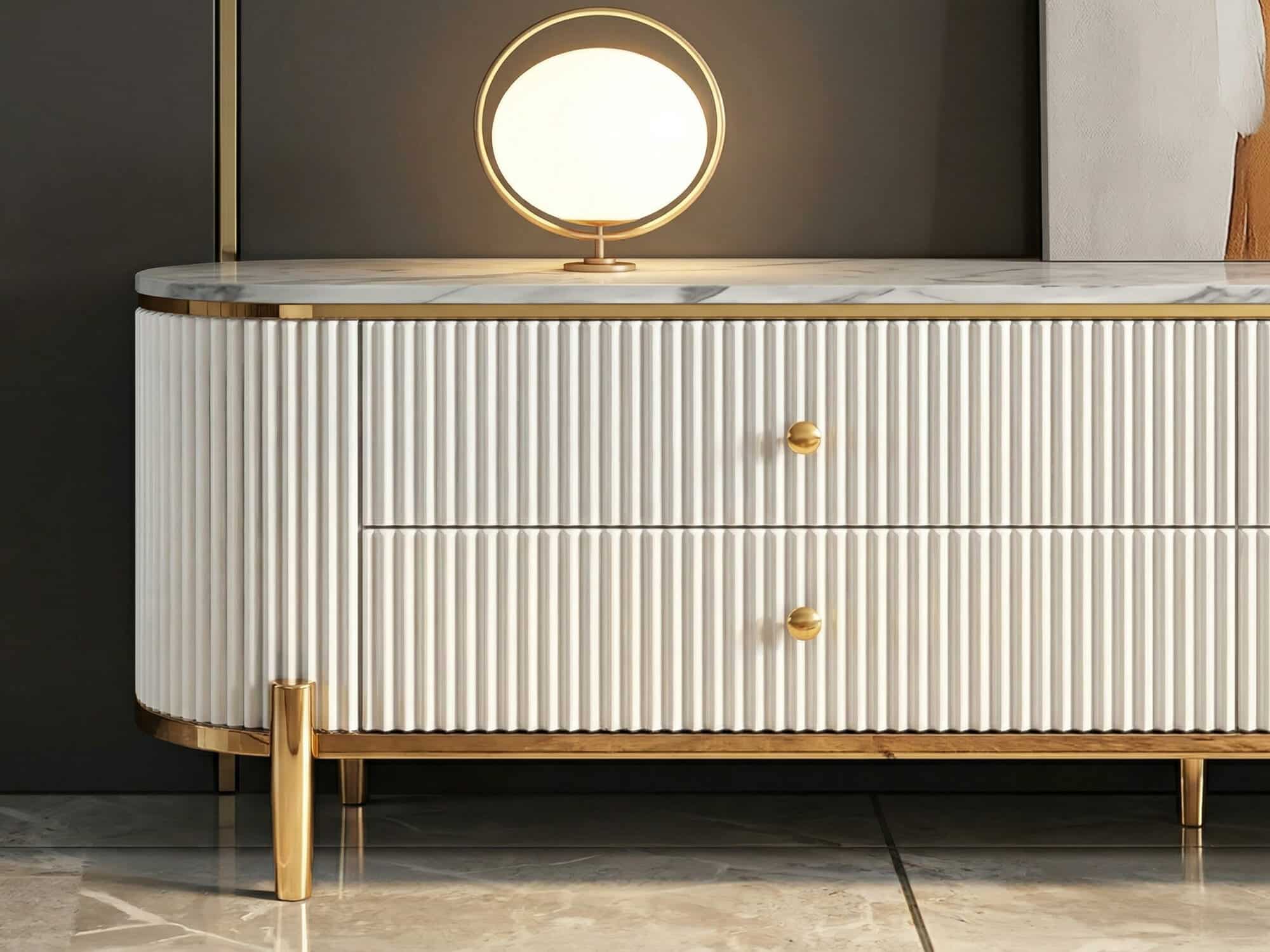 White Stone Drawers Shelves Long TV Stand with Legs - resized - 相册图 #5 White Stone Drawers Shelves Long TV Stand with Legs 相册图 #5 resized