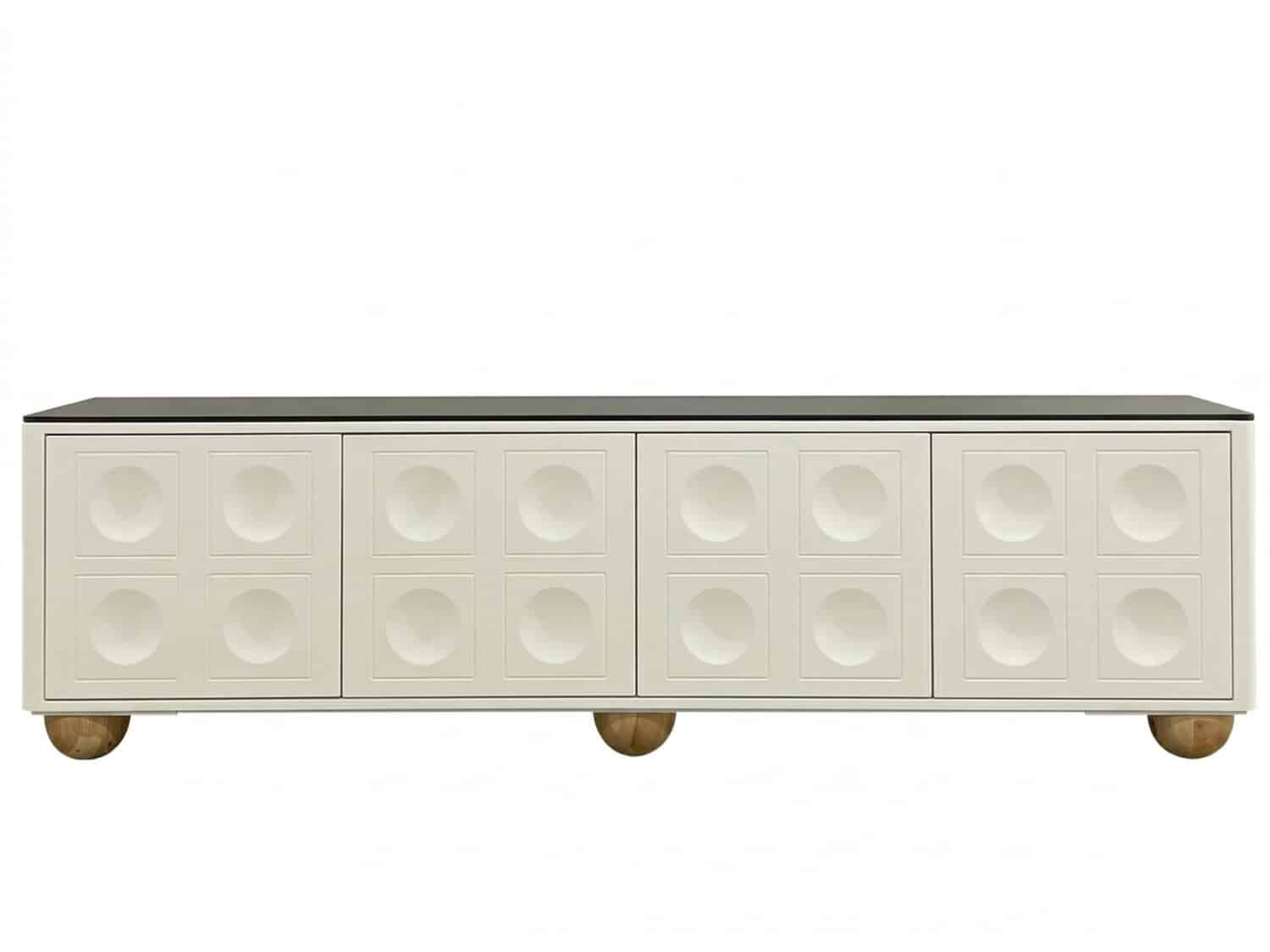 White Stone Rectangle Shelves Cabinet Long TV Stand 相册图 #1 resized