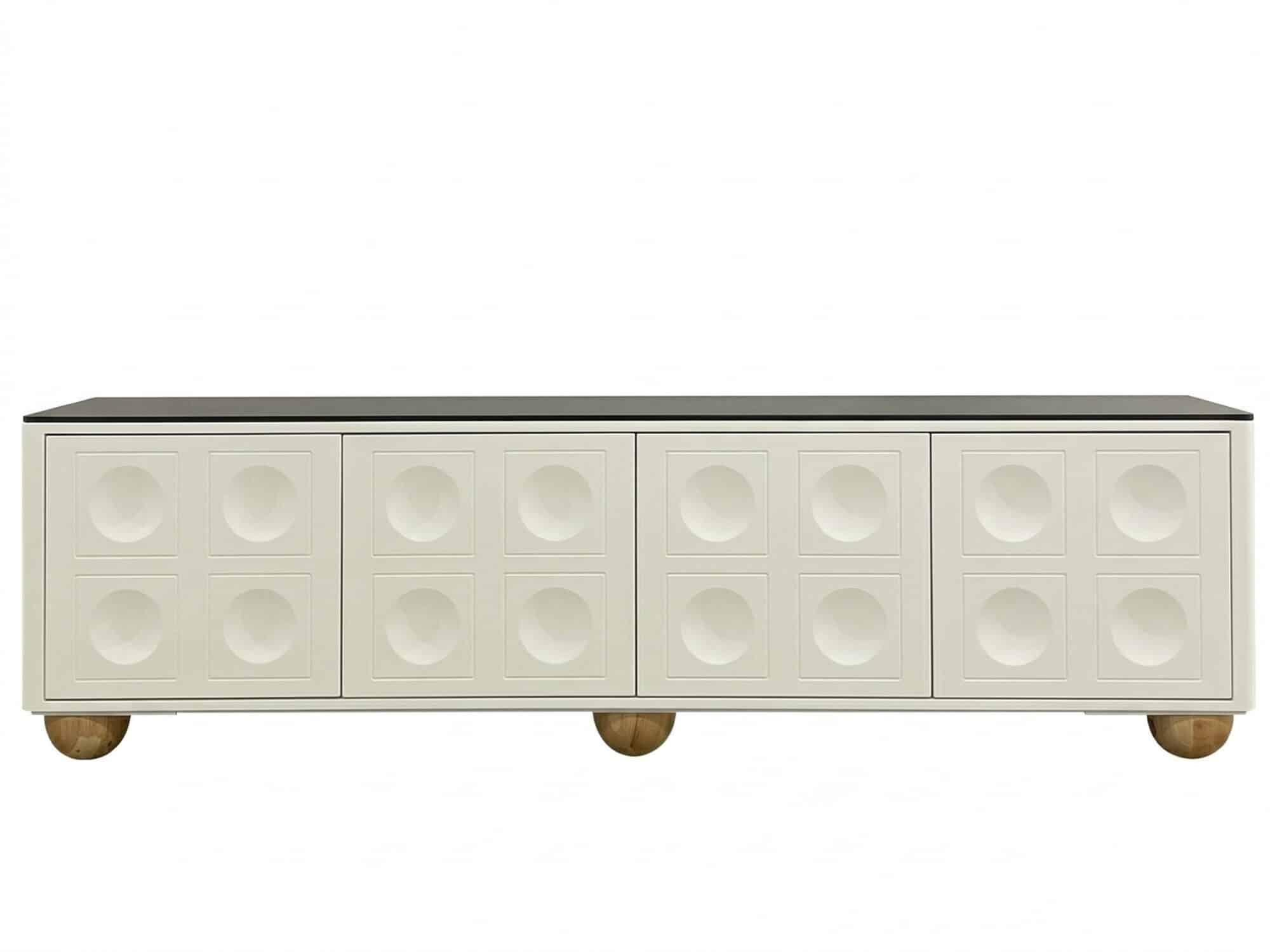 White Stone Rectangle Shelves Cabinet Long TV Stand - resized - 相册图 #1 White Stone Rectangle Shelves Cabinet Long TV Stand 相册图 #1 resized