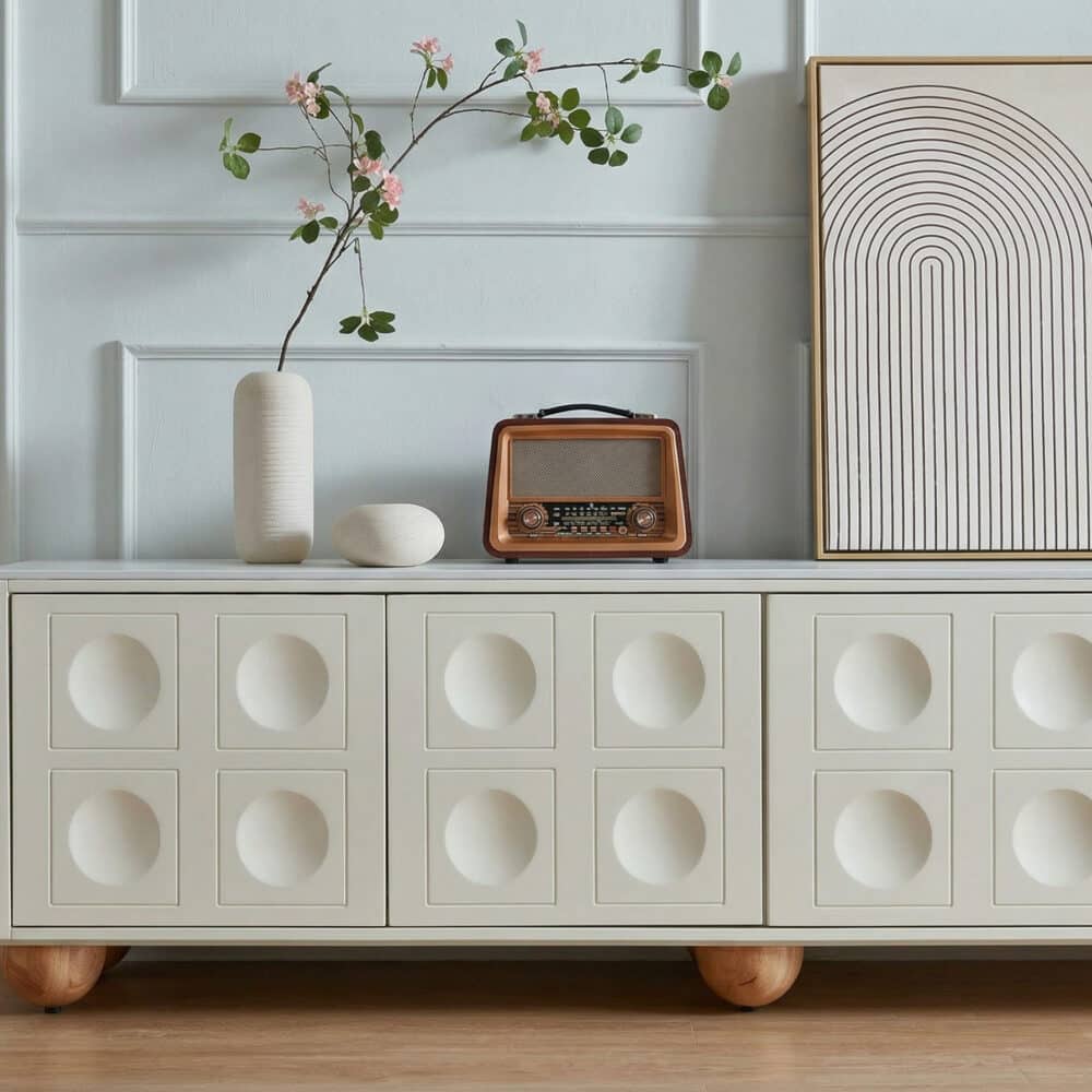 White Stone Rectangle Shelves Cabinet Long TV Stand - resized - 相册图 #7 White Stone Rectangle Shelves Cabinet Long TV Stand 相册图 #7 resized