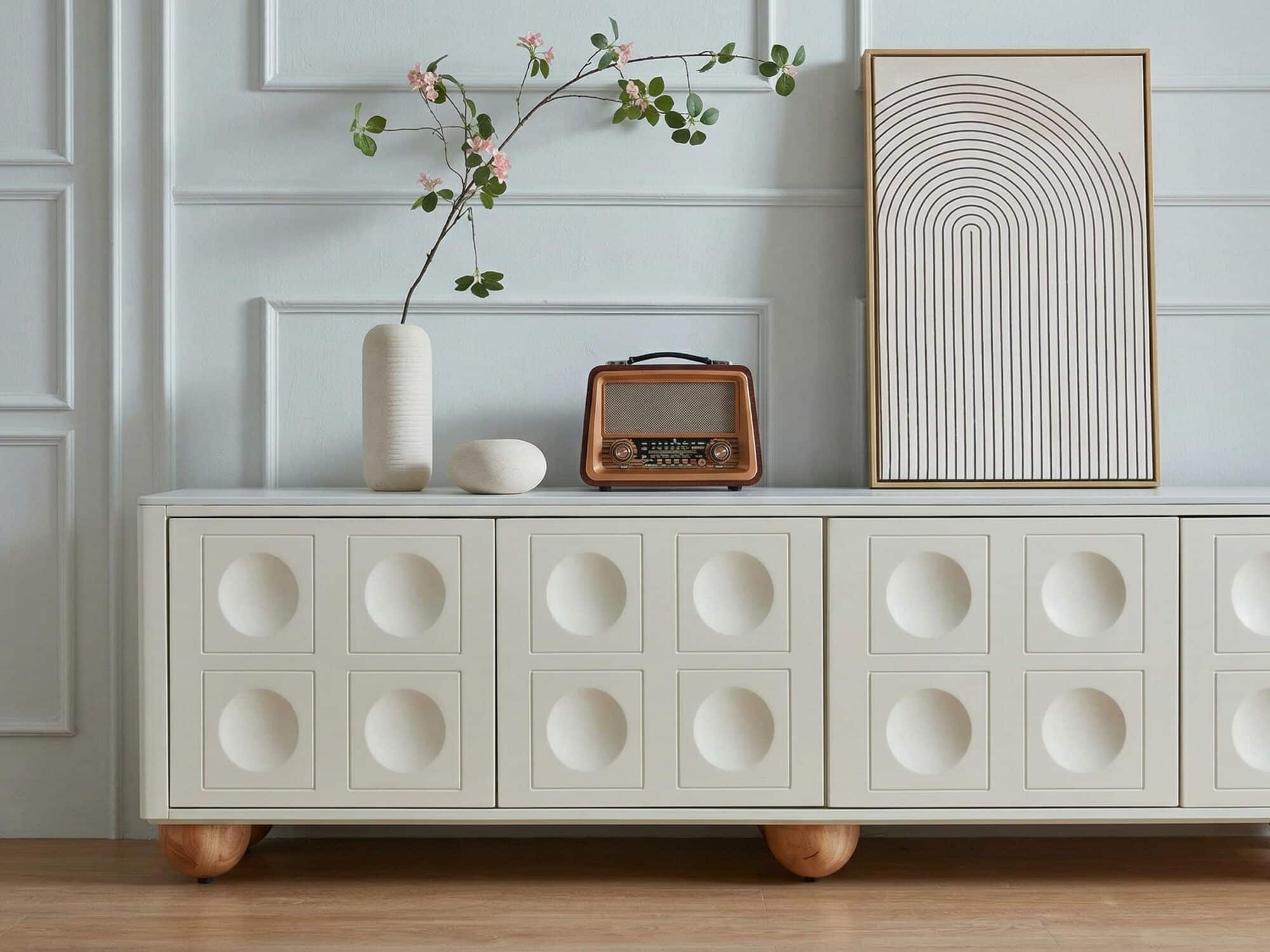 White Stone Rectangle Shelves Cabinet Long TV Stand - resized - 相册图 #7 White Stone Rectangle Shelves Cabinet Long TV Stand 相册图 #7 resized