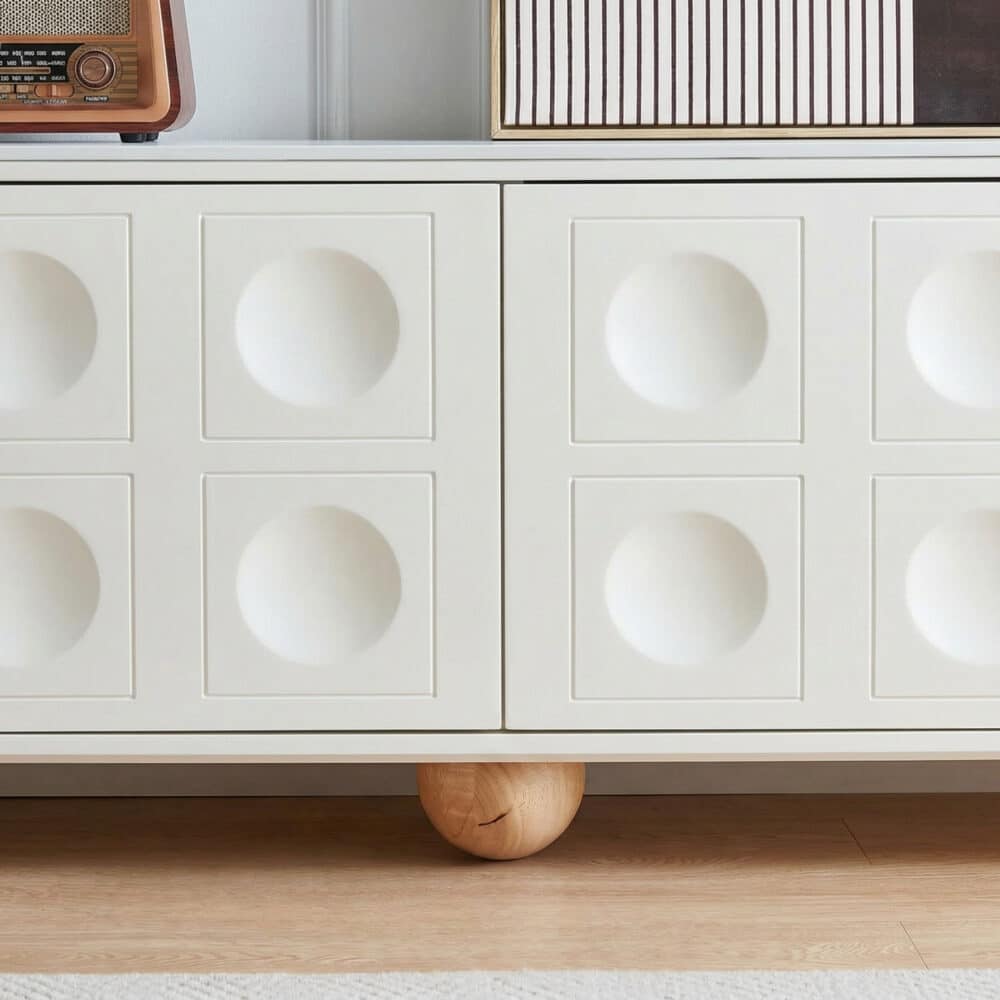 White Stone Rectangle Shelves Cabinet Long TV Stand - resized - 相册图 #8 White Stone Rectangle Shelves Cabinet Long TV Stand 相册图 #8 resized