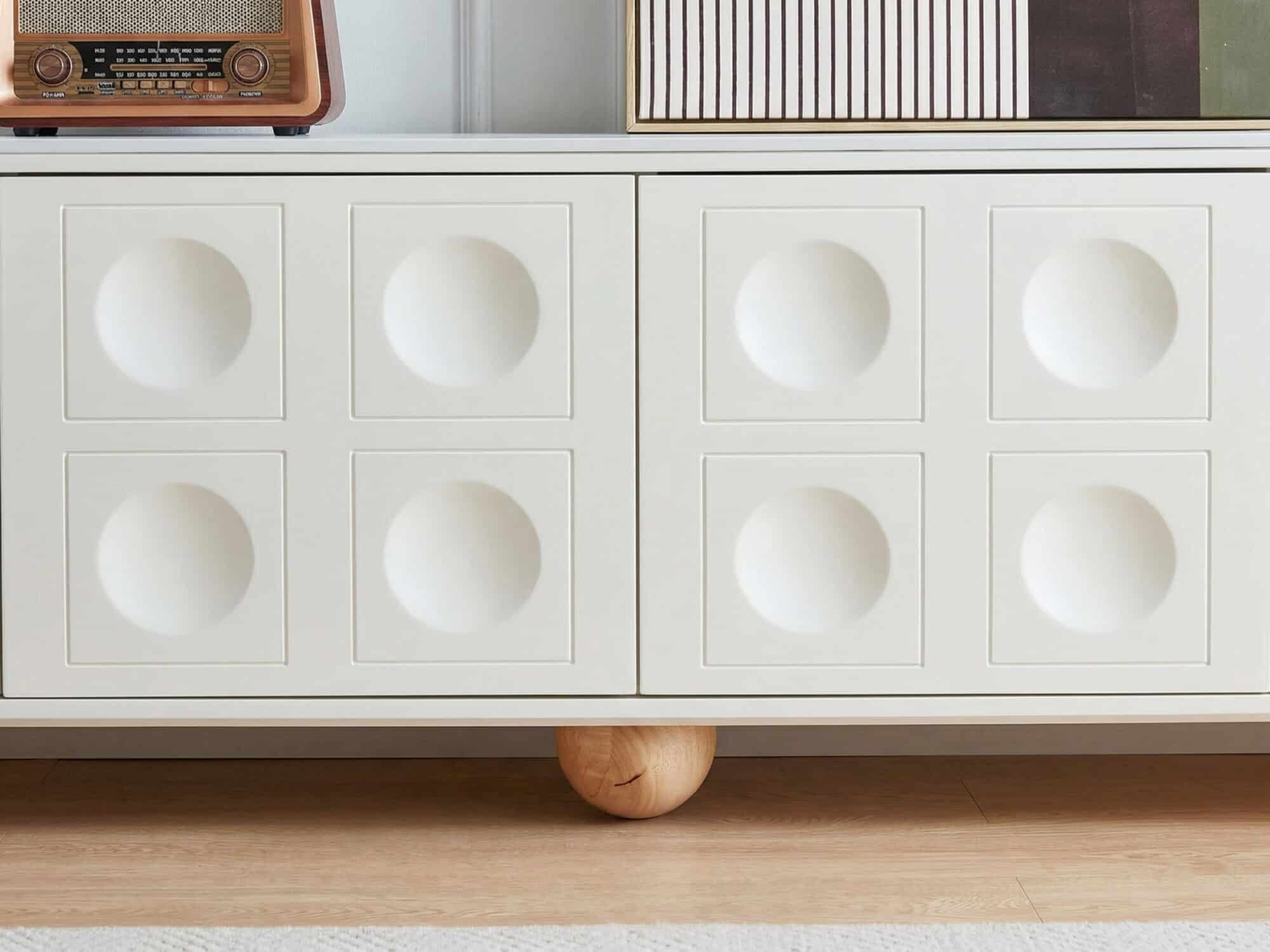 White Stone Rectangle Shelves Cabinet Long TV Stand - resized - 相册图 #8 White Stone Rectangle Shelves Cabinet Long TV Stand 相册图 #8 resized