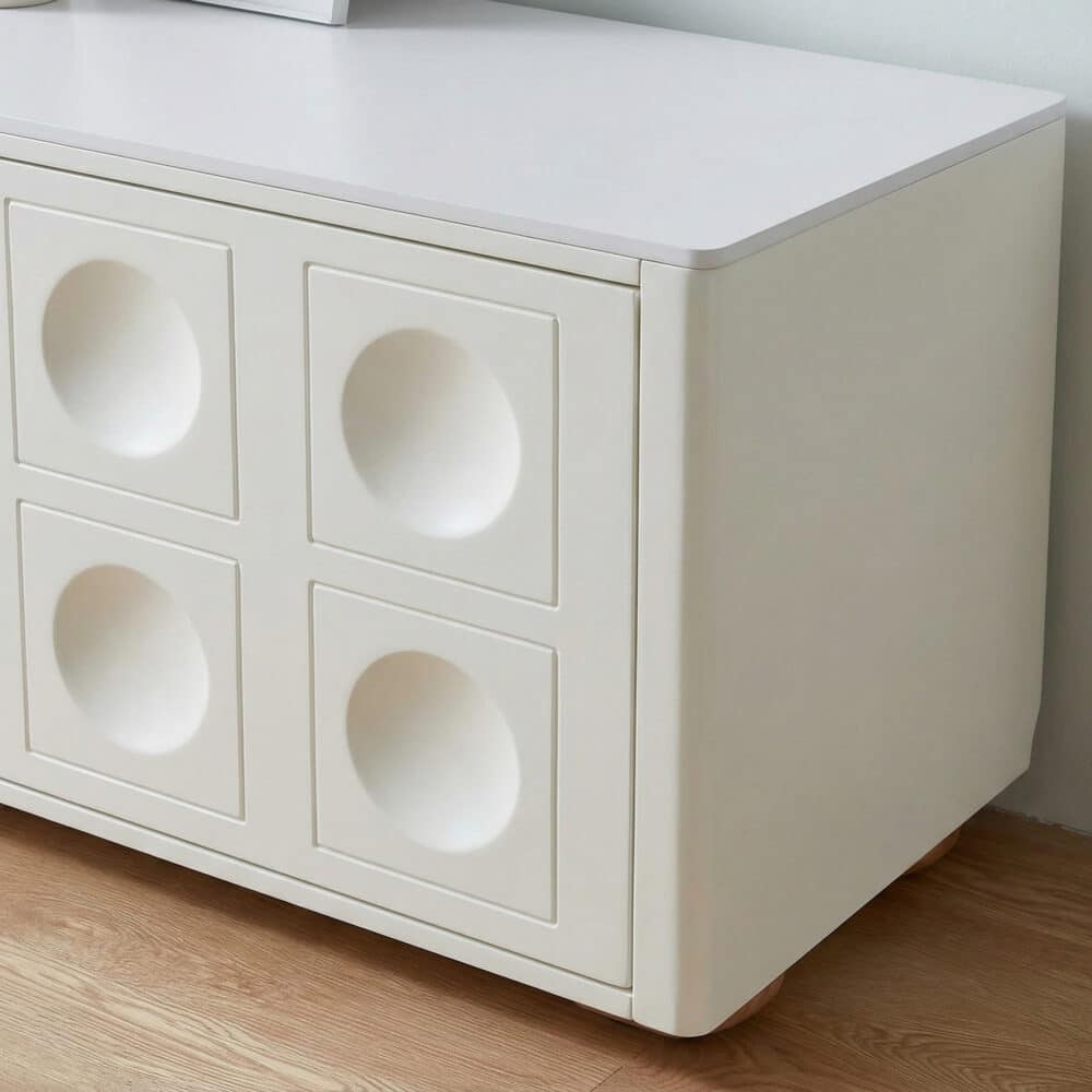 White Stone Rectangle Shelves Cabinet Long TV Stand - resized - 相册图 #9 White Stone Rectangle Shelves Cabinet Long TV Stand 相册图 #9 resized