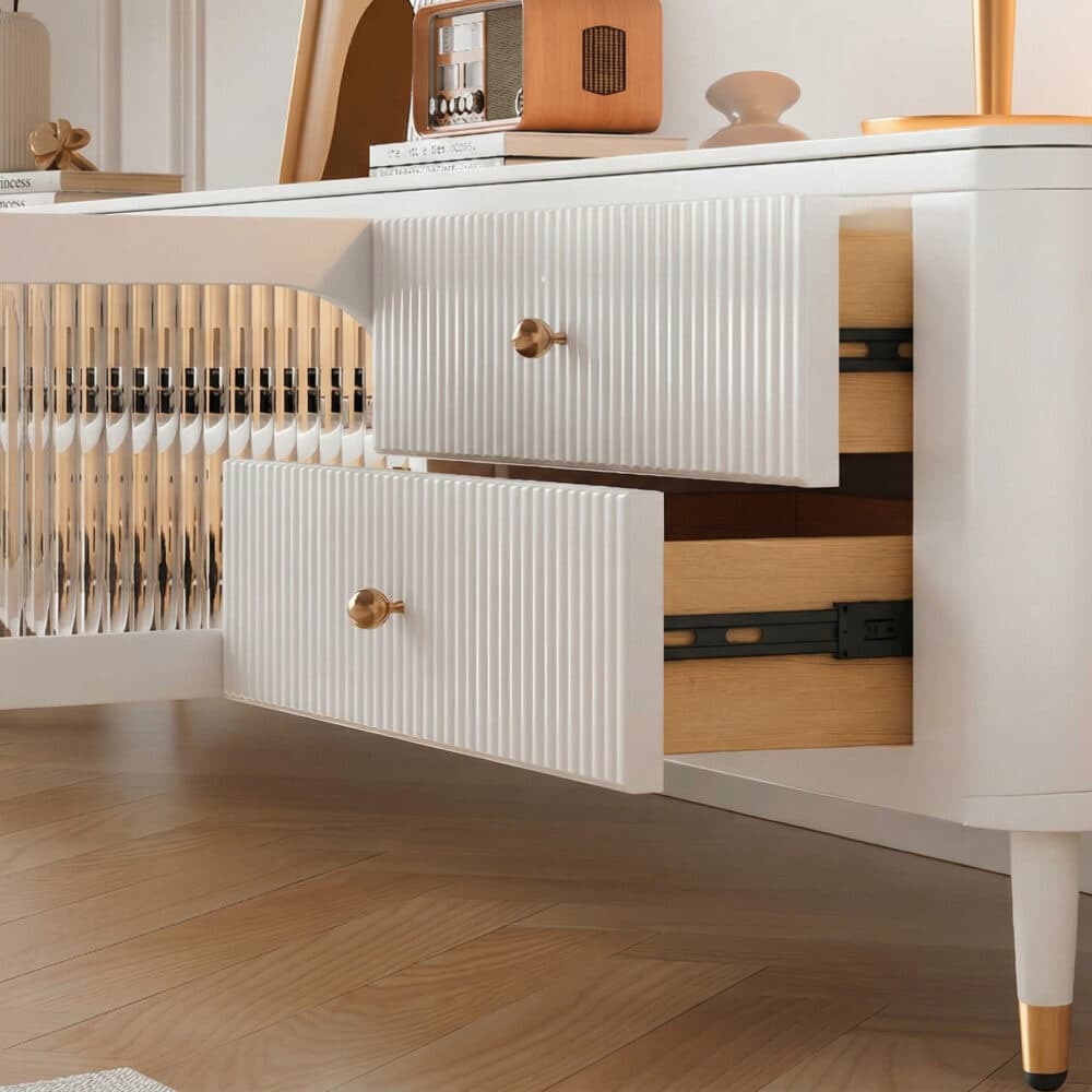 White Stone Rectangle Storage TV Stand with Lighting - resized - 相册图 #7 White Stone Rectangle Storage TV Stand with Lighting 相册图 #7 resized