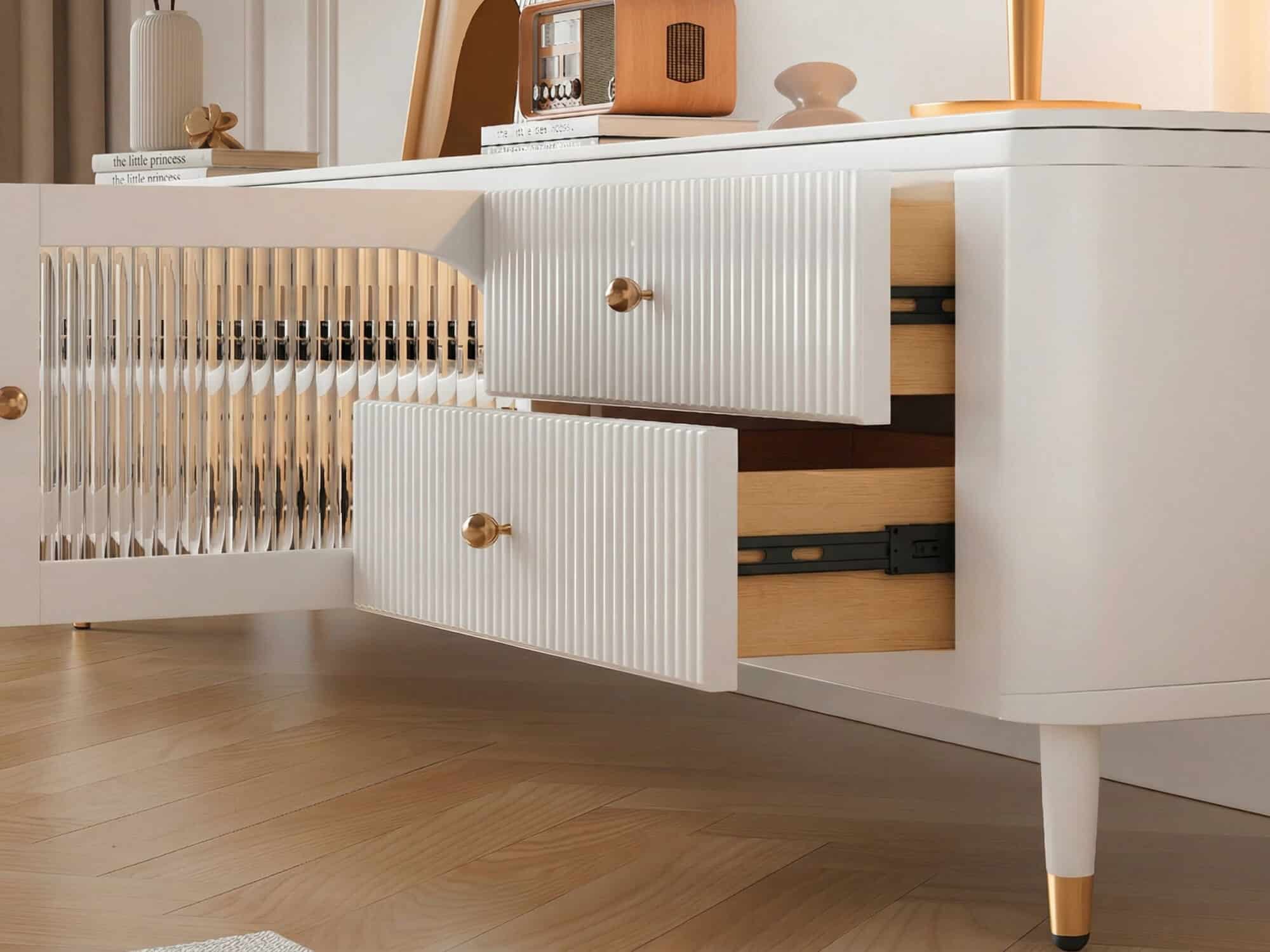 White Stone Rectangle Storage TV Stand with Lighting - resized - 相册图 #7 White Stone Rectangle Storage TV Stand with Lighting 相册图 #7 resized