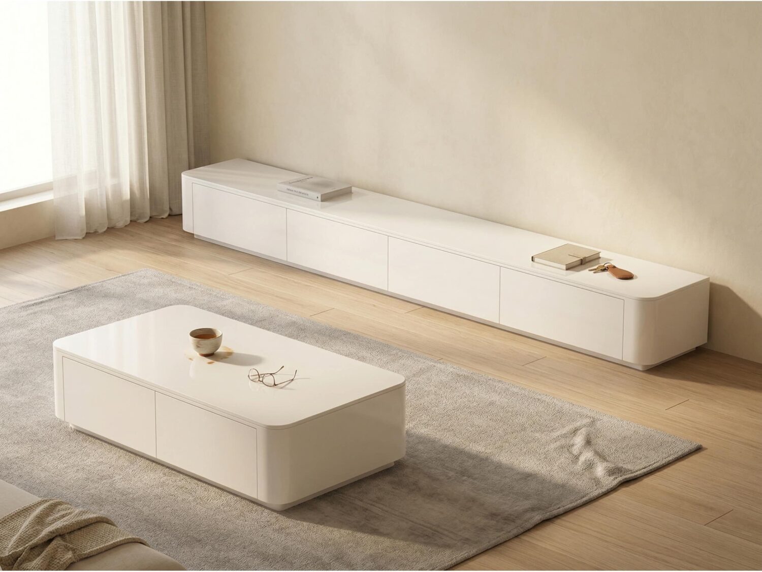 White Wood Drawers Tv Stand With Cable Management 1 37ad147e Aee6 4ad8 8c5b 795e2e4a9fc9