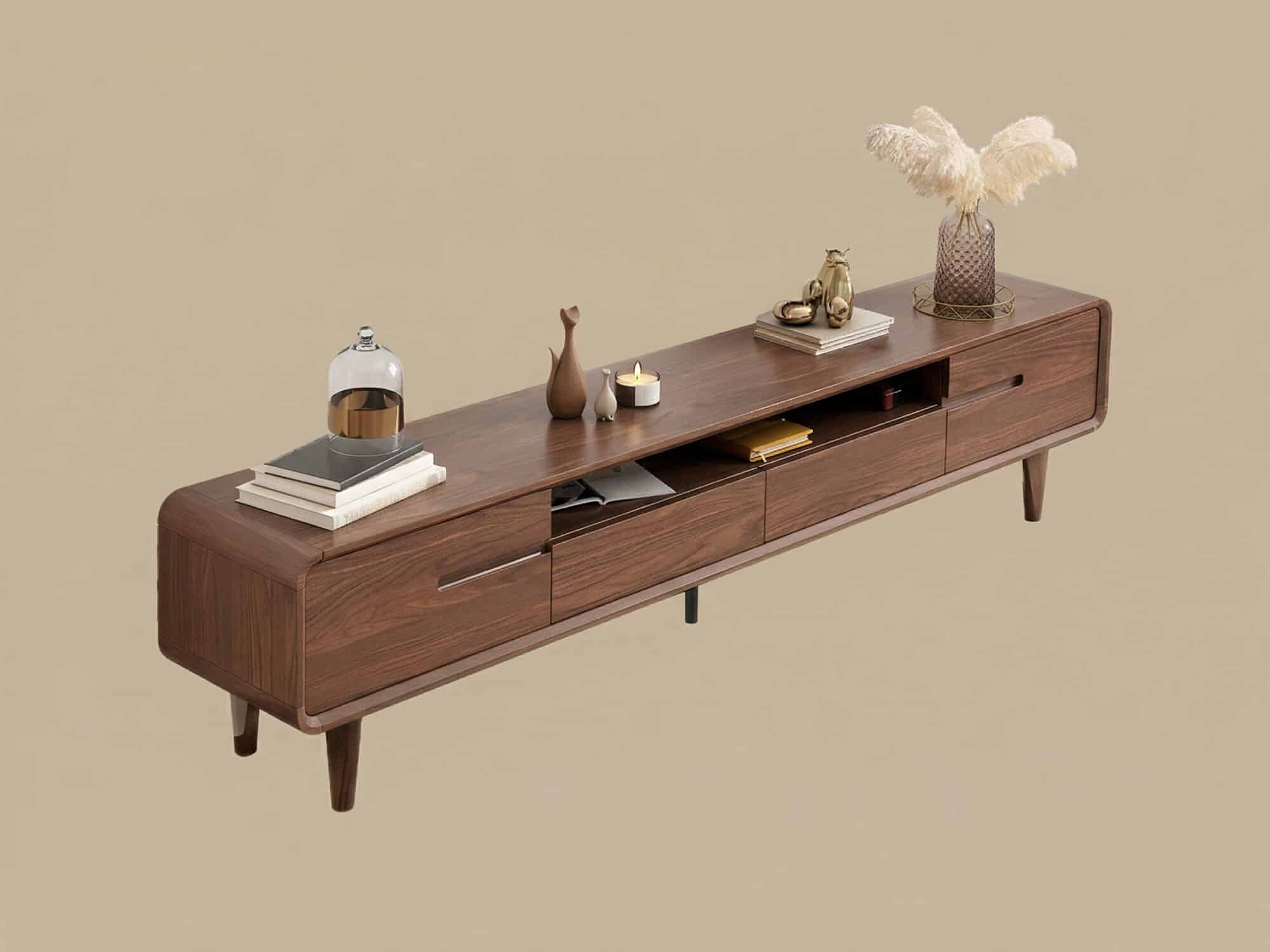 70.2'' Modern Walnut TV Stand Low Profile Wooden Media Console with Storage - resized - 相册图 #10 70.2'' Modern Walnut TV Stand Low Profile Wooden Media Console with Storage 相册图 #10 resized