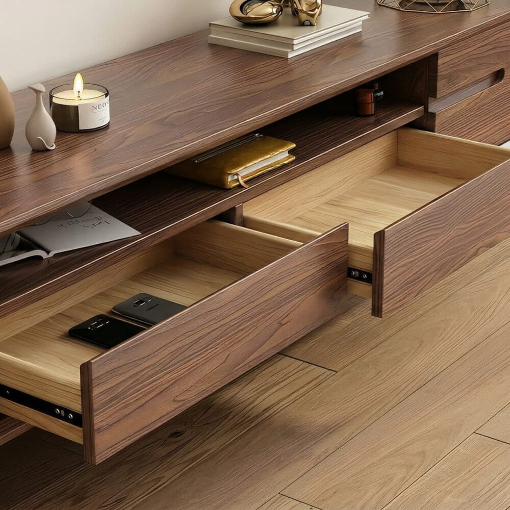 70.2'' Modern Walnut TV Stand Low Profile Wooden Media Console with Storage - resized - 相册图 #9 70.2'' Modern Walnut TV Stand Low Profile Wooden Media Console with Storage 相册图 #9 resized