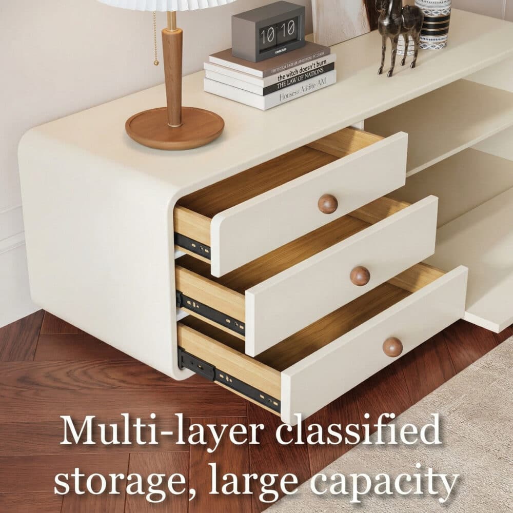 78.7" Contemporary Cream TV Console with Wooden Accents for Living Room - resized - 相册图 #4 78.7" Contemporary Cream TV Console with Wooden Accents for Living Room 相册图 #4 resized