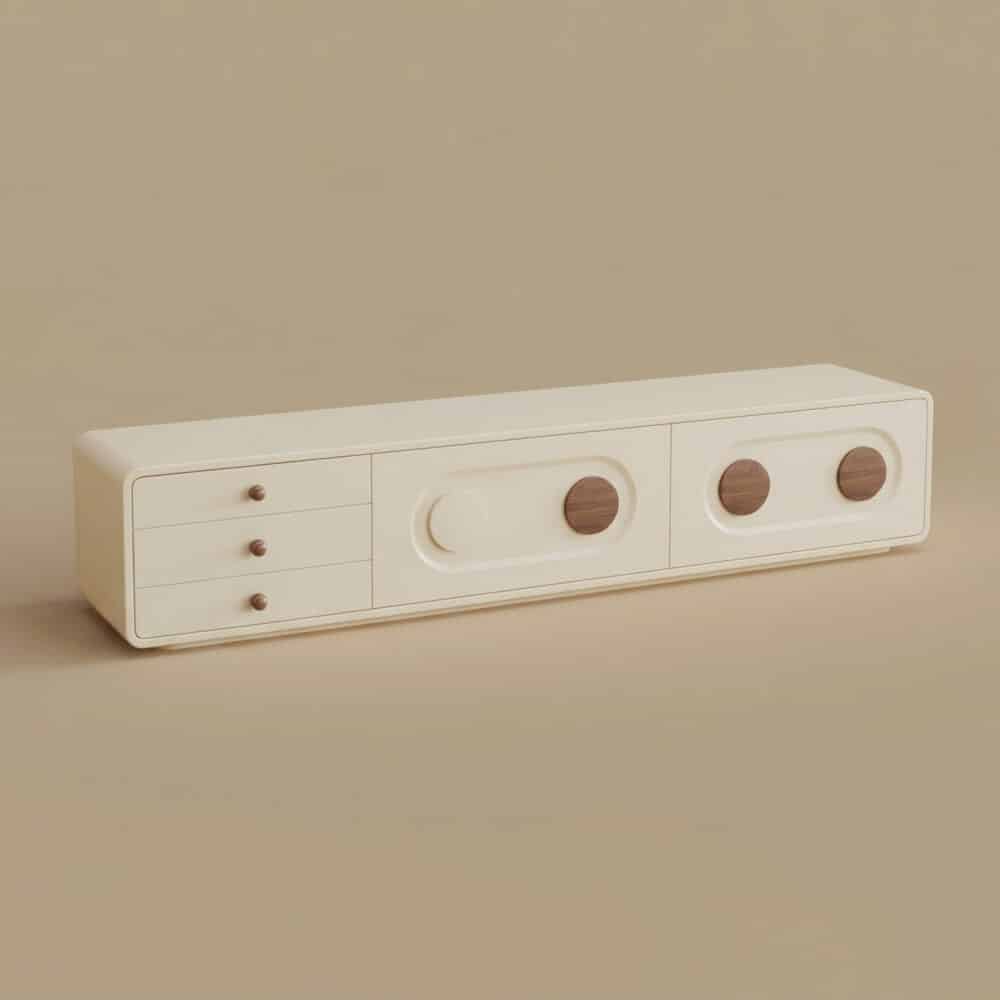 78.7" Contemporary Cream TV Console with Wooden Accents for Living Room - resized - 相册图 #5 2 78.7" Contemporary Cream TV Console with Wooden Accents for Living Room 相册图 #5 resized