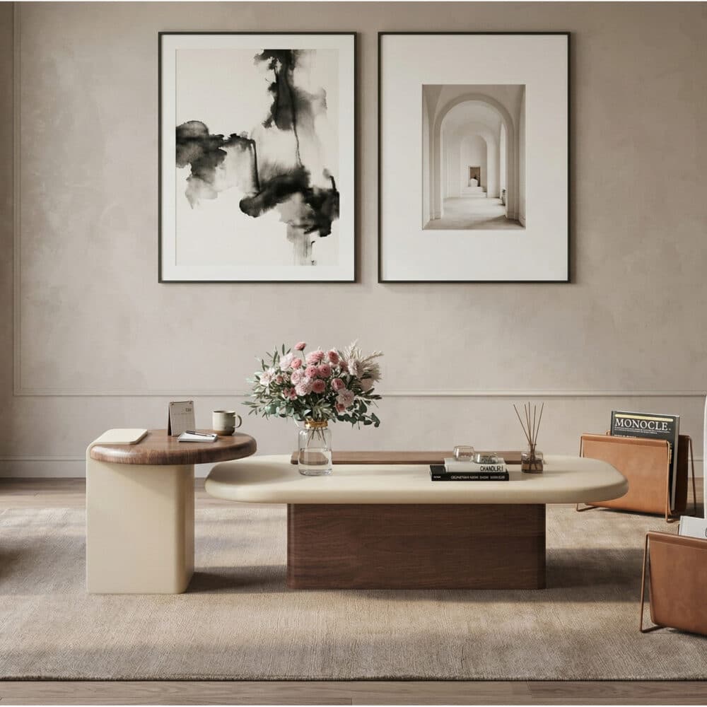 78.7" Contemporary Cream TV Console with Wooden Accents for Living Room - scene - 相册图 #8 78.7" Contemporary Cream TV Console with Wooden Accents for Living Room 相册图 #8 scene