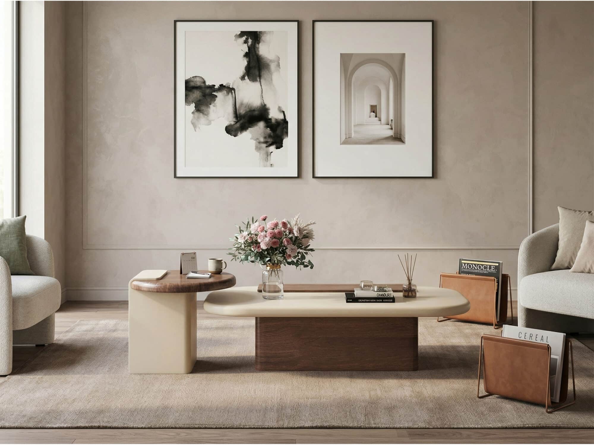 78.7" Contemporary Cream TV Console with Wooden Accents for Living Room - scene - 相册图 #8 78.7" Contemporary Cream TV Console with Wooden Accents for Living Room 相册图 #8 scene