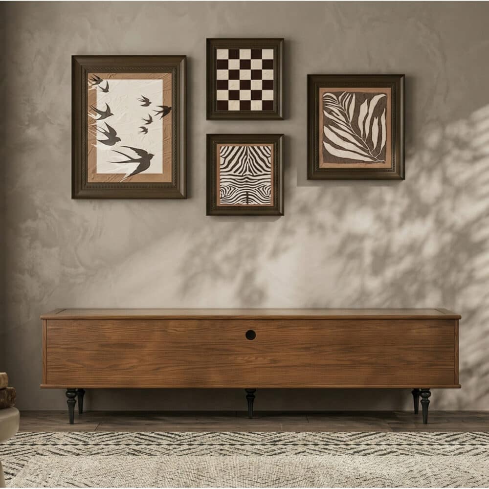 78" Fluted Glass Door Mid-Century TV Stand - scene - 相册图 #3 2 78" Fluted Glass Door Mid-Century TV Stand 相册图 #3 scene