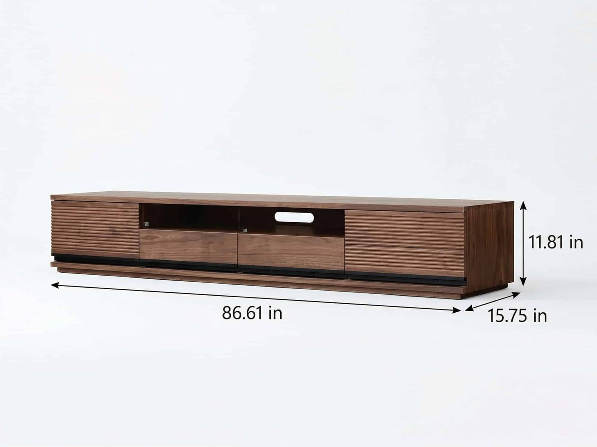 Brown Walnut Wood Drawers Rectangle 2 Tiers TV Stand - dimensions - 相册图 #9 2 Brown Walnut Wood Drawers Rectangle 2 Tiers TV Stand 相册图 #9 dimensions