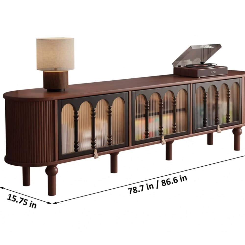 French Vintage Solid Wood TV Stand: Mid-Century Modern Media Console - dimensions - 相册图 #5 French Vintage Solid Wood TV Stand: Mid-Century Modern Media Console 相册图 #5 dimensions