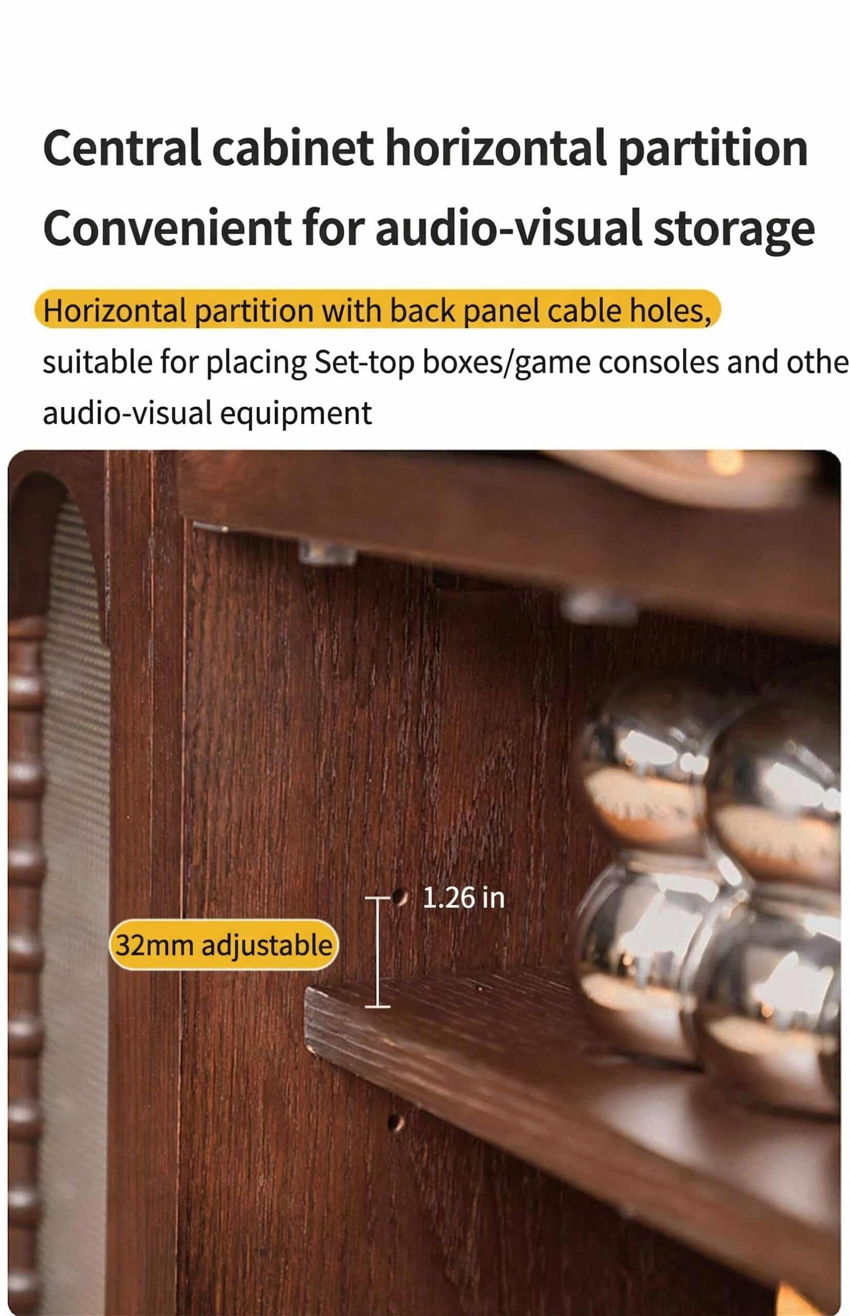 French Vintage Solid Wood TV Stand: Mid-Century Modern Media Console 手动上传图 translated