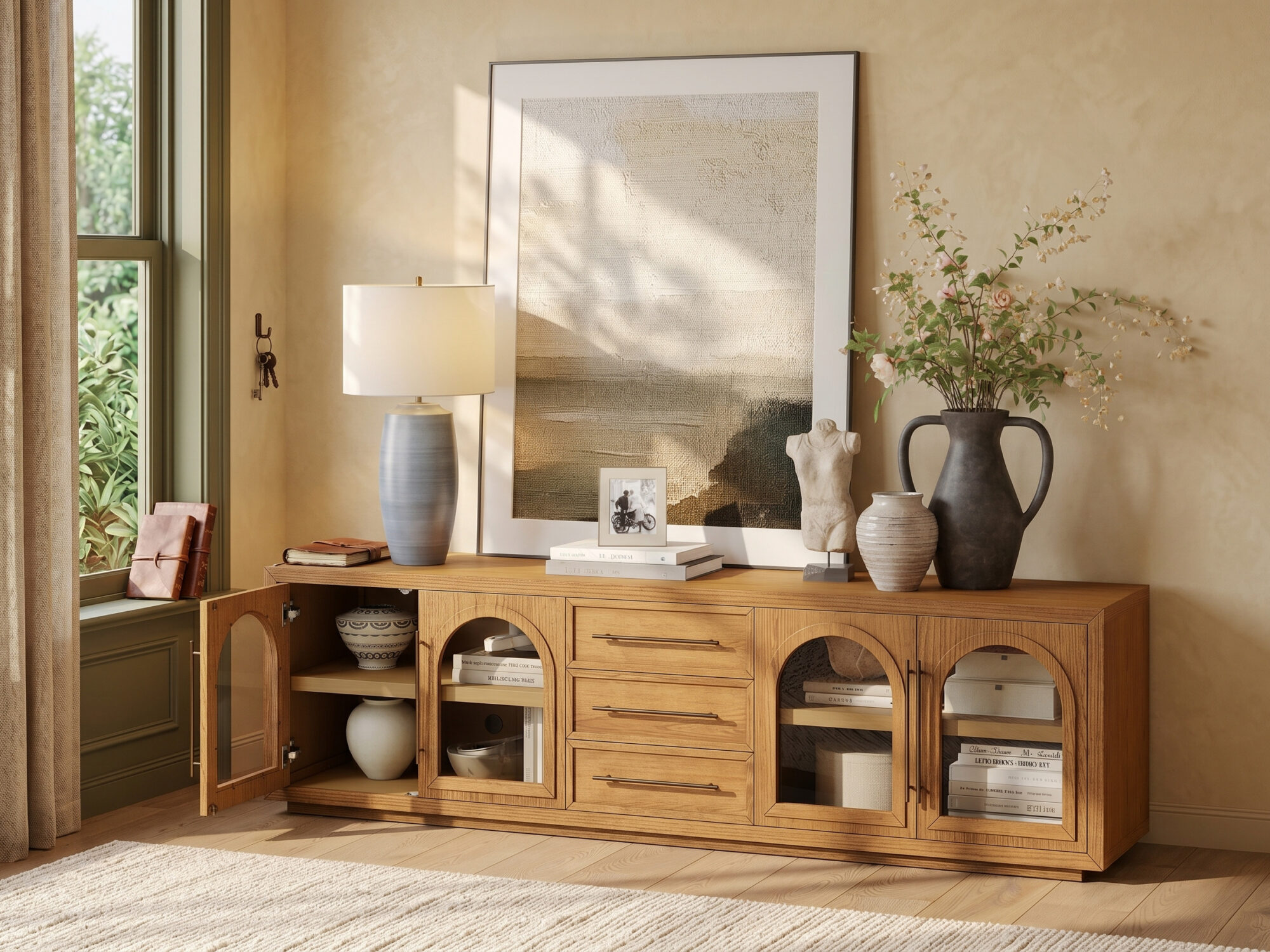 Lira Oak Media Console 相册图 #2 scene