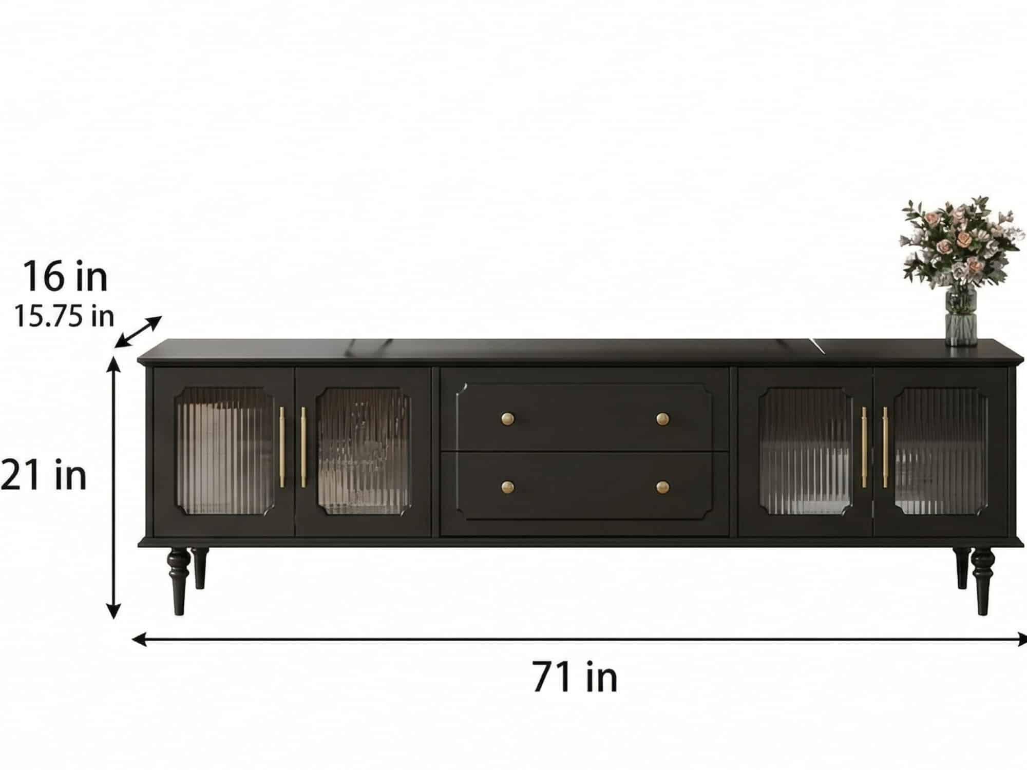 Mid-Century Modern Wood Black Drawers Long TV Stand - dimensions - 相册图 #8 2 Mid-Century Modern Wood Black Drawers Long TV Stand 相册图 #8 dimensions