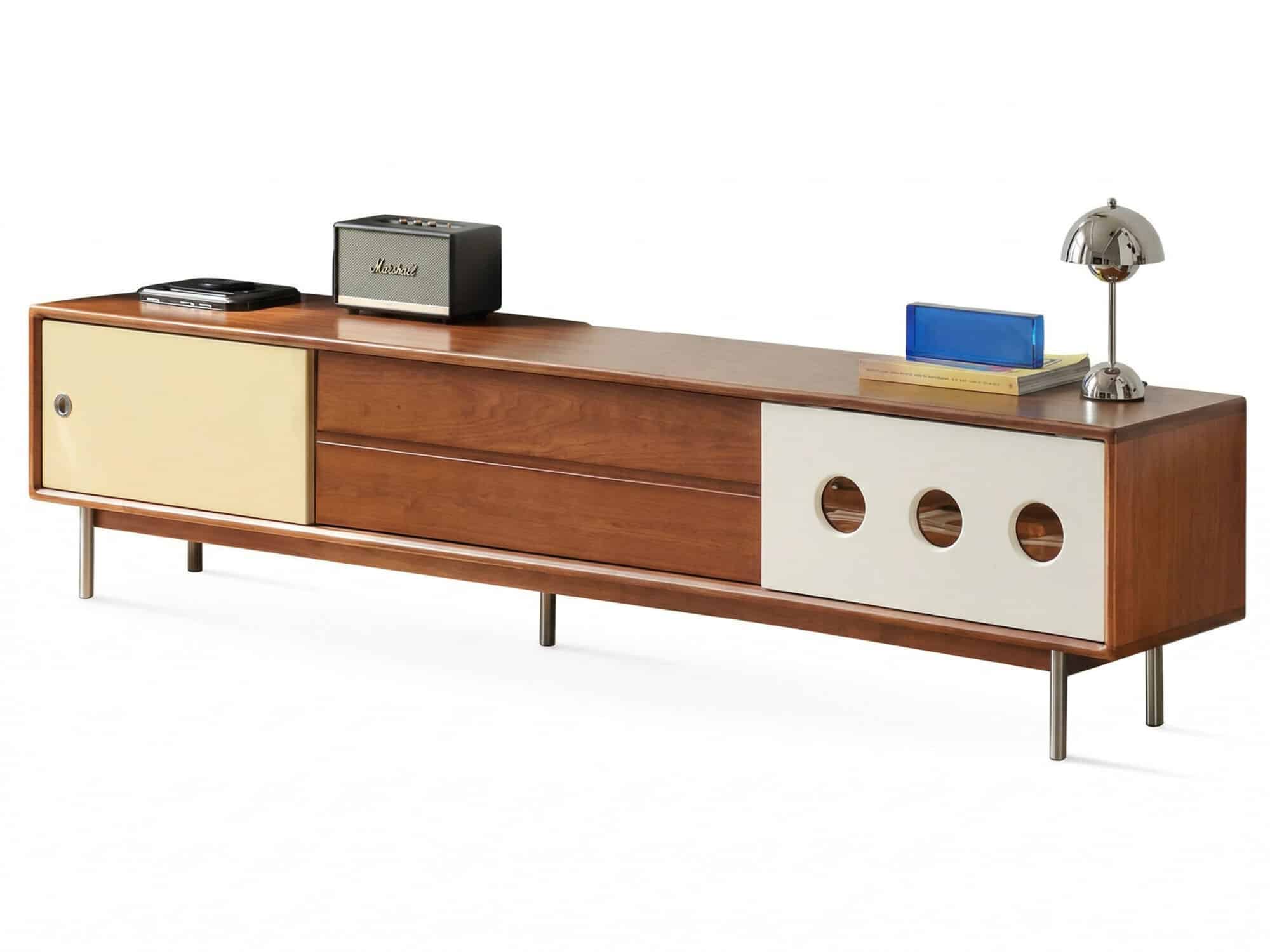 Mid-Century Modern Wood TV Stand with Drawers Storage - resized - 相册图 #1 Mid-Century Modern Wood TV Stand with Drawers Storage 相册图 #1 resized