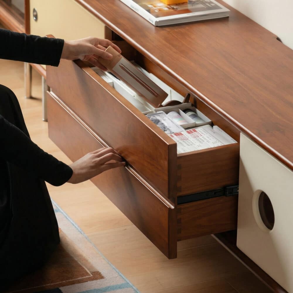 Mid-Century Modern Wood TV Stand with Drawers Storage - resized - 相册图 #7 Mid-Century Modern Wood TV Stand with Drawers Storage 相册图 #7 resized