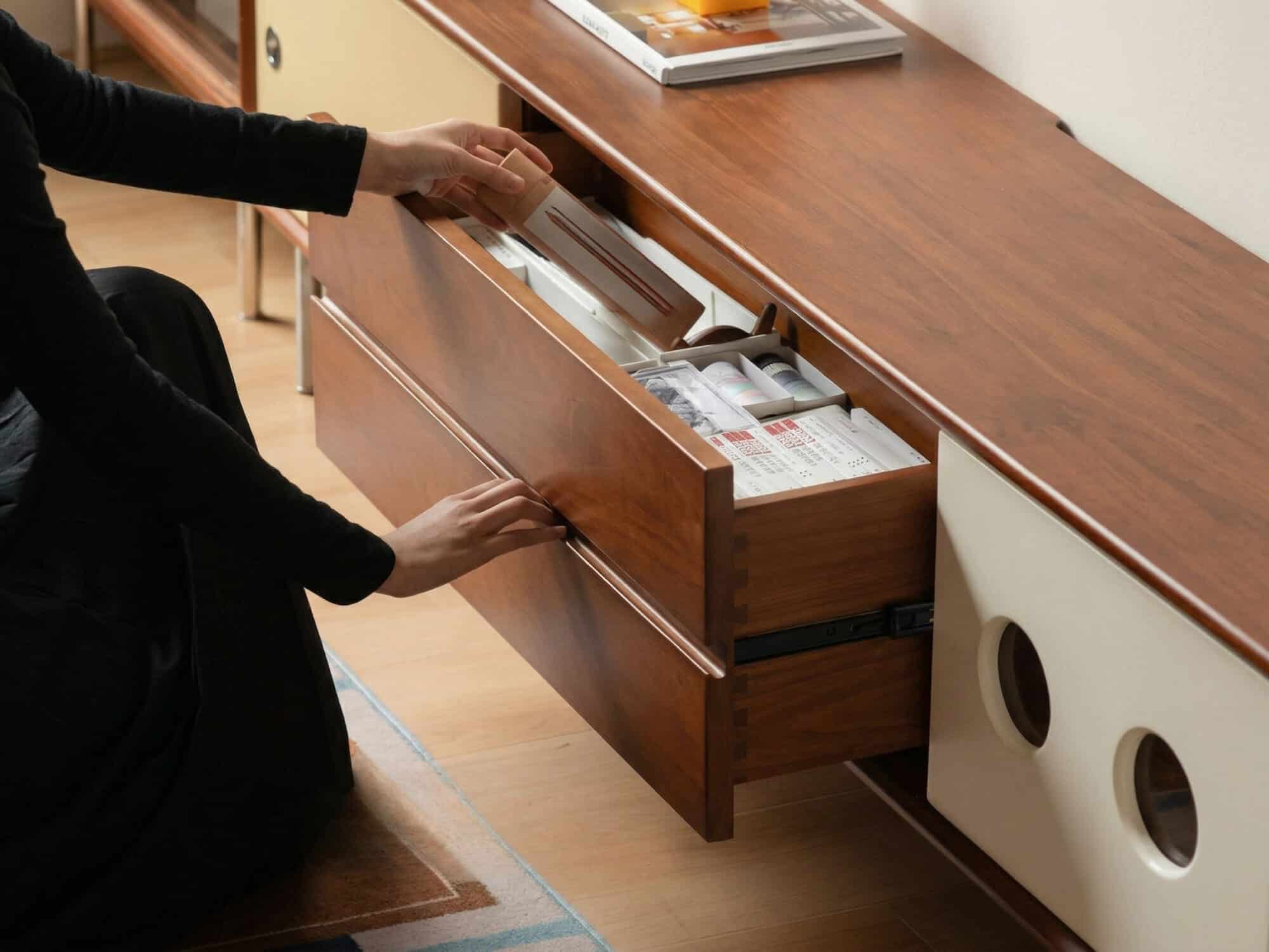 Mid-Century Modern Wood TV Stand with Drawers Storage - resized - 相册图 #7 Mid-Century Modern Wood TV Stand with Drawers Storage 相册图 #7 resized