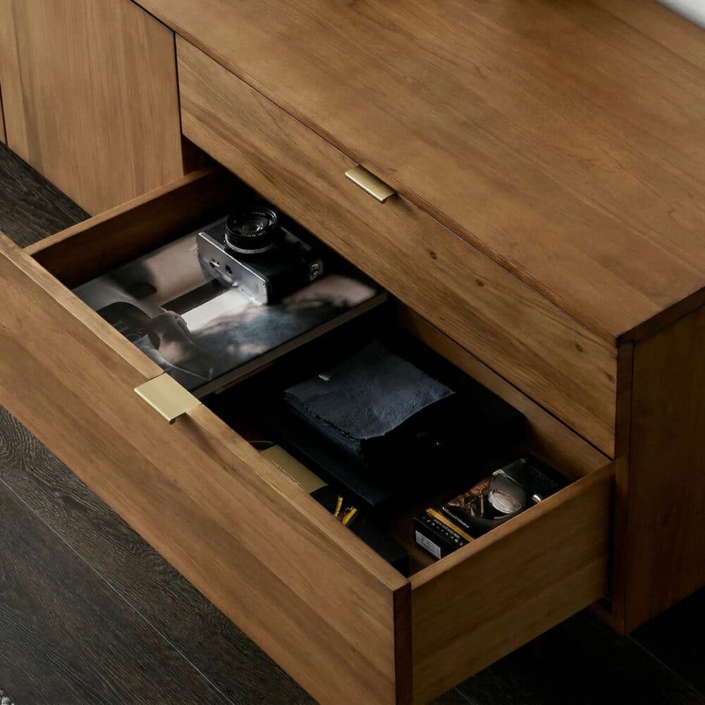 Mid-Century Walnut Wood TV Stand with Storage - resized - 相册图 #5 Mid-Century Walnut Wood TV Stand with Storage 相册图 #5 resized