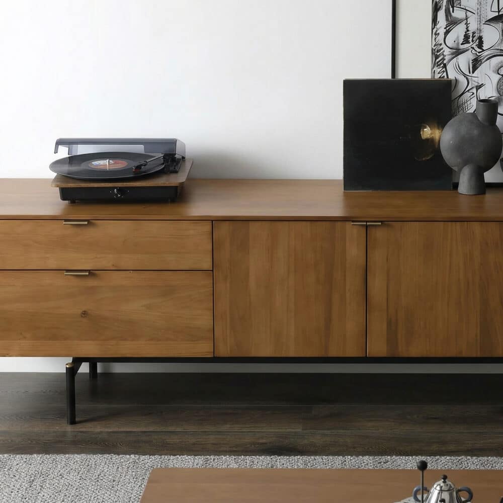 Mid-Century Walnut Wood TV Stand with Storage - resized - 相册图 #8 Mid-Century Walnut Wood TV Stand with Storage 相册图 #8 resized