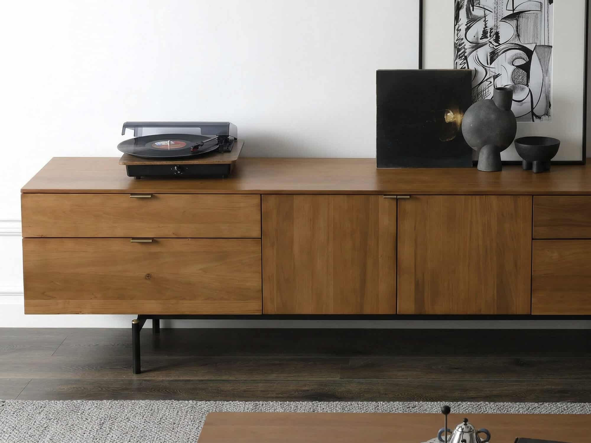 Mid-Century Walnut Wood TV Stand with Storage - resized - 相册图 #8 Mid-Century Walnut Wood TV Stand with Storage 相册图 #8 resized