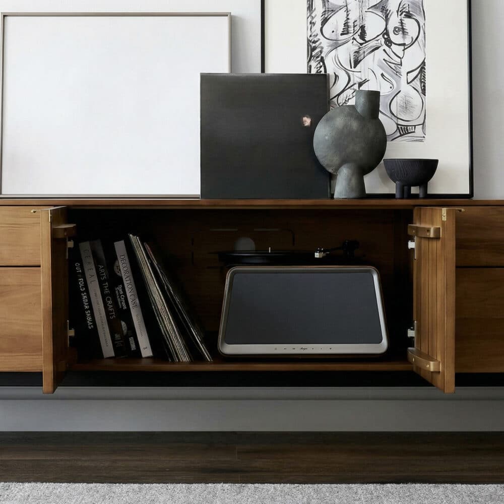 Mid-Century Walnut Wood TV Stand with Storage - resized - 相册图 #9 Mid-Century Walnut Wood TV Stand with Storage 相册图 #9 resized