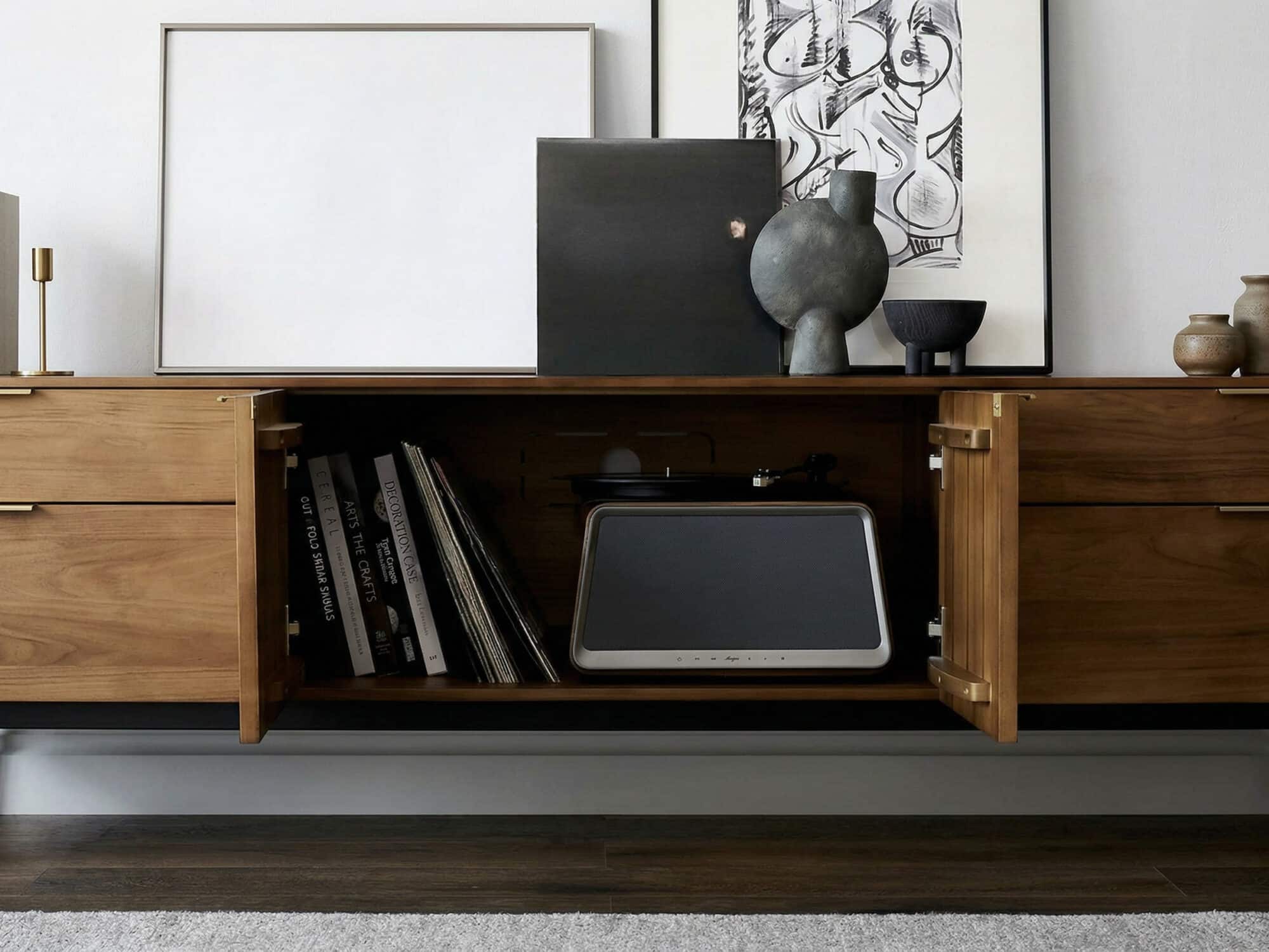 Mid-Century Walnut Wood TV Stand with Storage - resized - 相册图 #9 Mid-Century Walnut Wood TV Stand with Storage 相册图 #9 resized