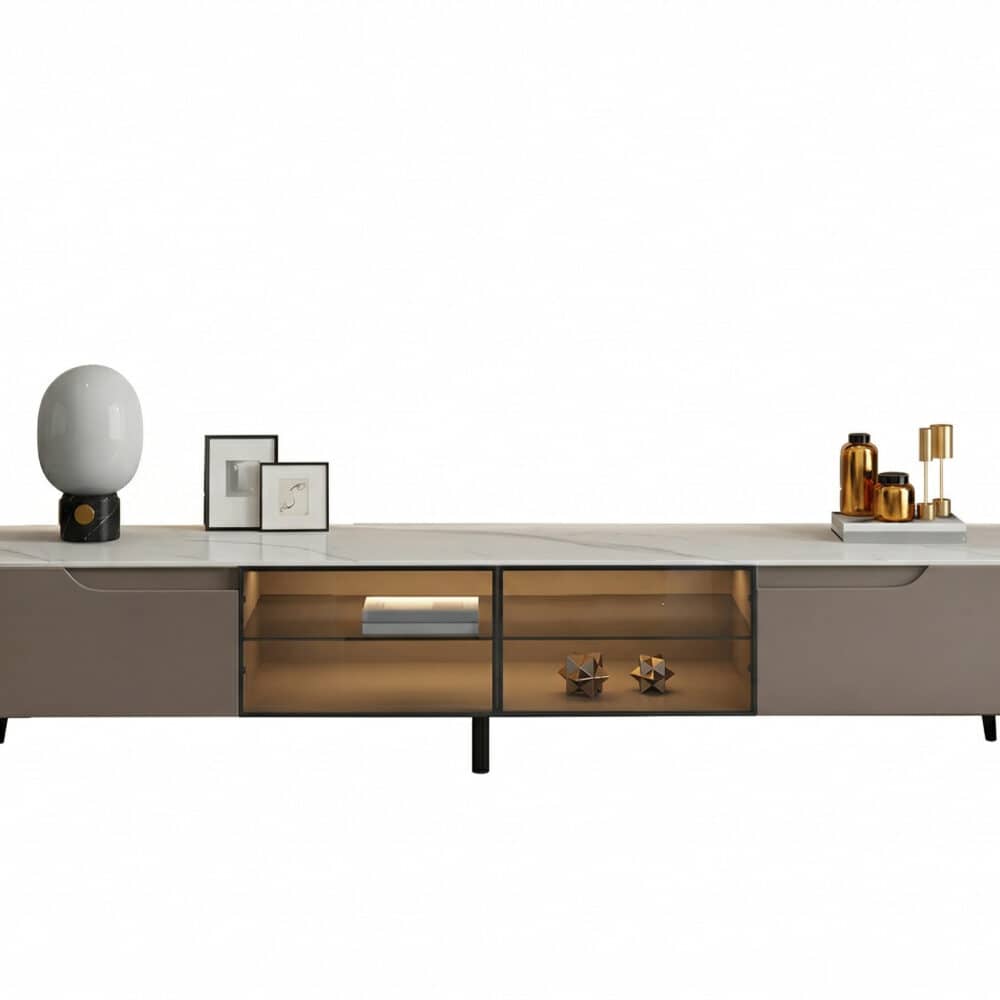 Modern Grey Stone Drawers Shelves Long Length TV Stand - resized - 相册图 #4 Modern Grey Stone Drawers Shelves Long Length TV Stand 相册图 #4 resized