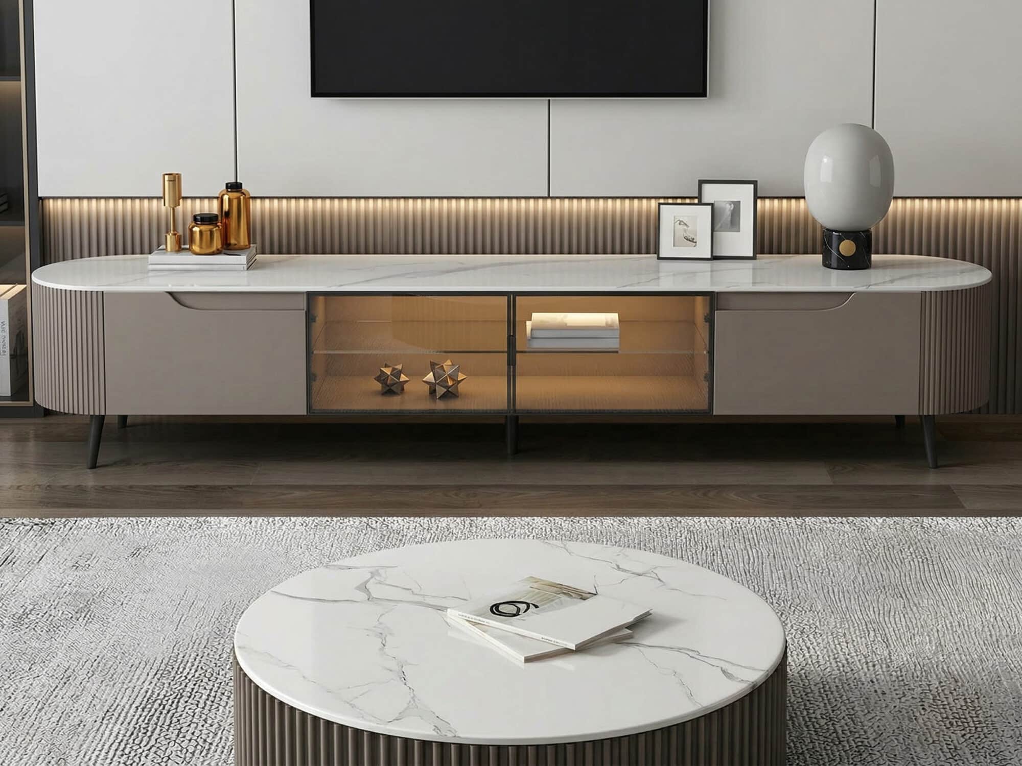 Modern Grey Stone Drawers Shelves Long Length TV Stand - resized - 相册图 #9 Modern Grey Stone Drawers Shelves Long Length TV Stand 相册图 #9 resized