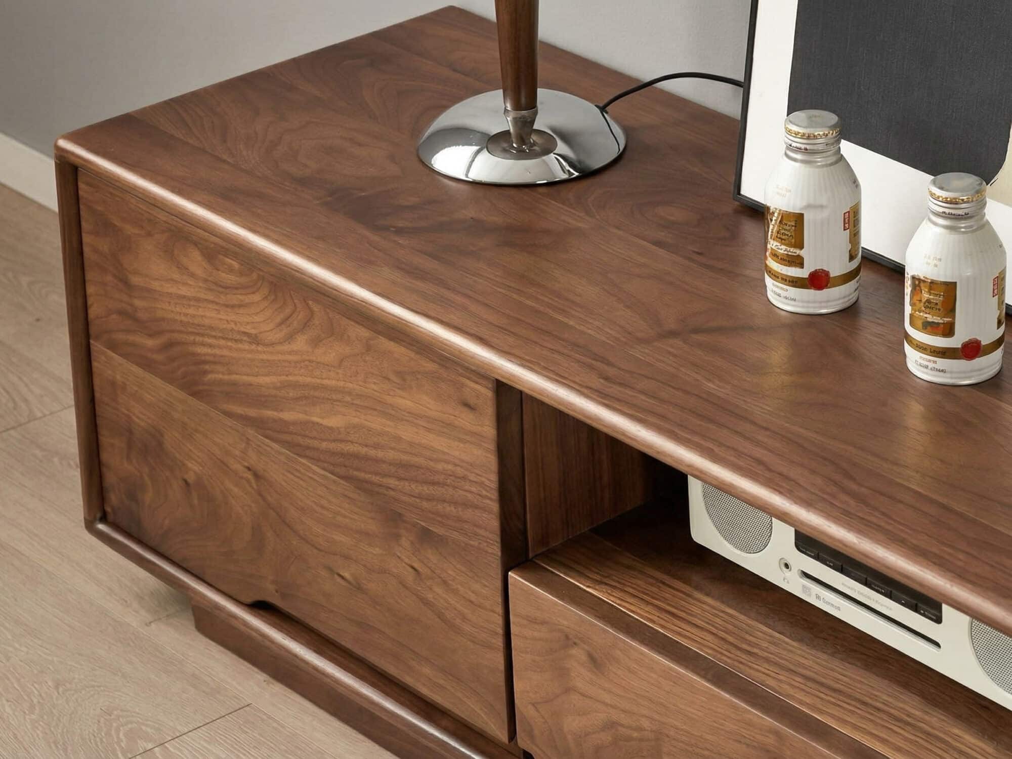 Modern Walnut Wood TV Stand with Storage Cabinets - resized - 相册图 #3 Modern Walnut Wood TV Stand with Storage Cabinets 相册图 #3 resized